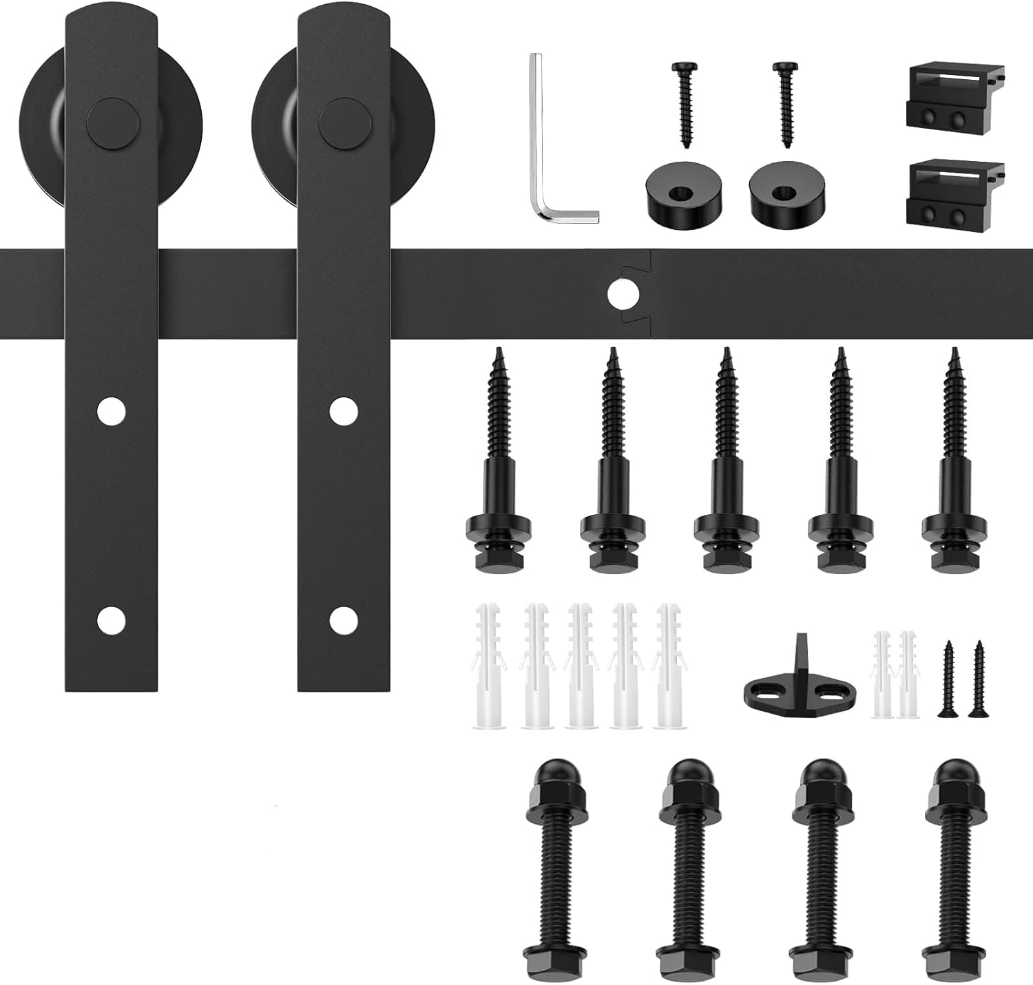 2M Heavy Duty Sliding Barn Single Door Hardware Kit Damper Track Rail Roller System image number 5