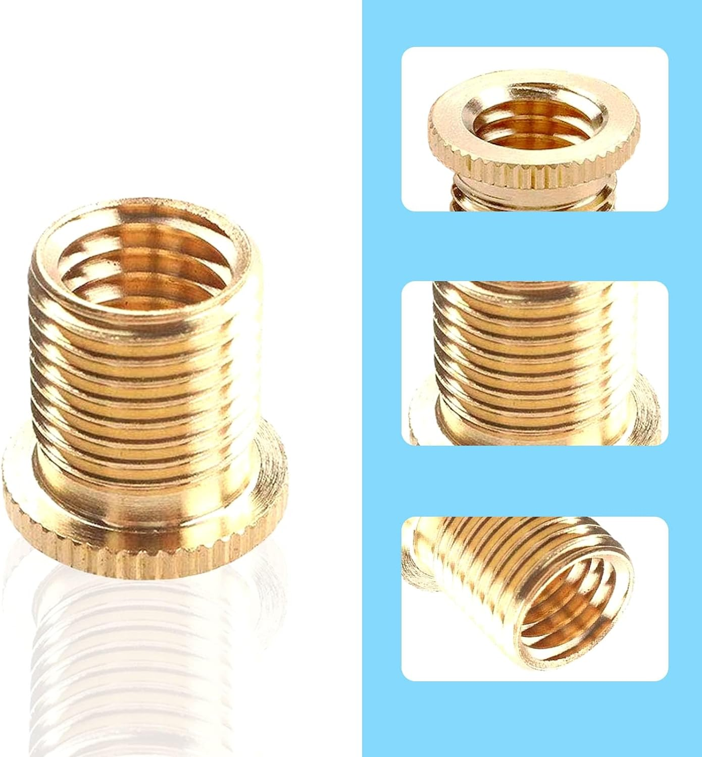 YIUIY M8X1.25, M10X1.25, M10X1.5 Shift Knob Adapters Gear Shifter Knob Thread Screw Adapter for 5 6 Speed Manual Automatic Vehicle Gold image number 2