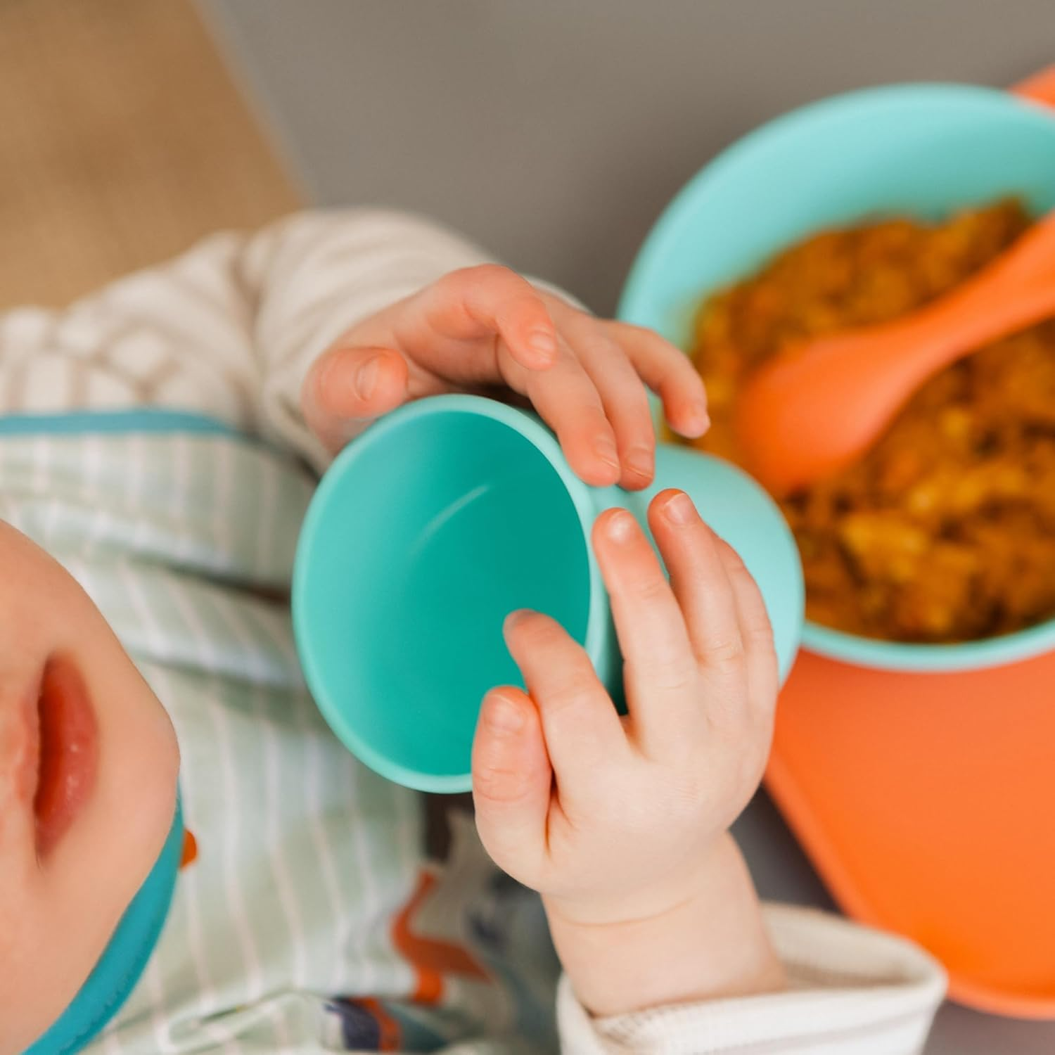 Nuby Brights Tumblers Drinking Glasses - Colorful Plastic Cups for Kids - Durable & Lightweight Water Cups Tableware Set - for Toddlers 12M+ (2-Pack) image number 1