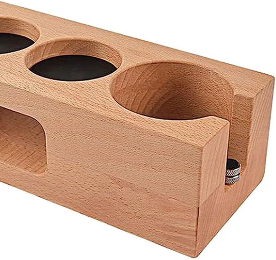 Leefasy Wood Coffee Filter Tamper Holder Kits Espresso Accessories Kits Espresso Tamping Stand Set for Shop Worktop Tearoom Counters Coffee Bar, 54Mm image number 2