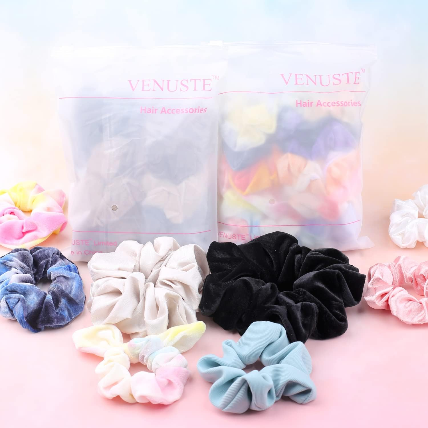 VENUSTE Scrunchies for Women, Premium Satin Softer than Silk, Bobbles Hair Bands for Women'S Hair Accessories, 12 Pack (Neutral Colors) image number 3
