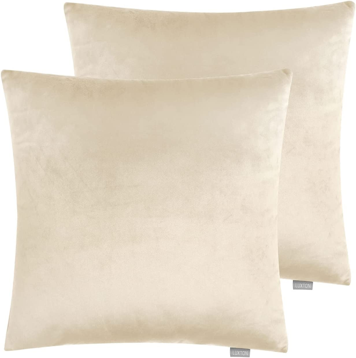 Set of 2 Luxton Velvet Square Cushion Covers Orange, Solid Plain Orange Decorative Throw Pillow Covers for Bedroom Lounge Sofa (45X45Cm, Orange)