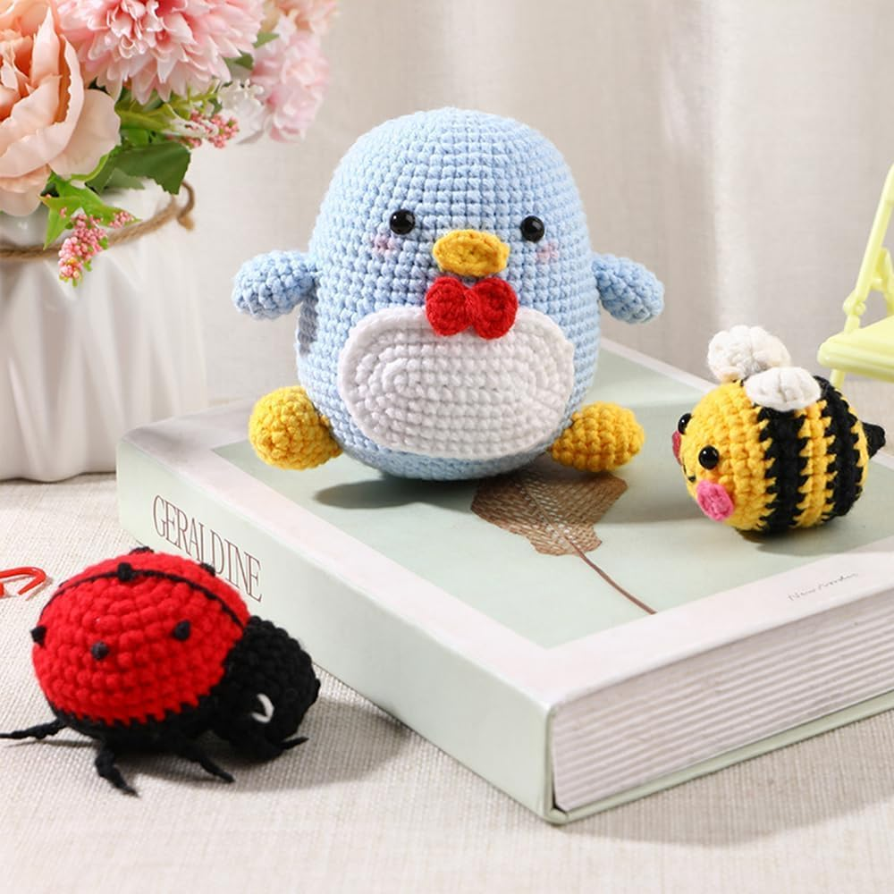 Cute Animal Pattern Crochet Starter Kit for Beginners - Complete Set for Adults and Kids - DIY Penguin Project image number 3