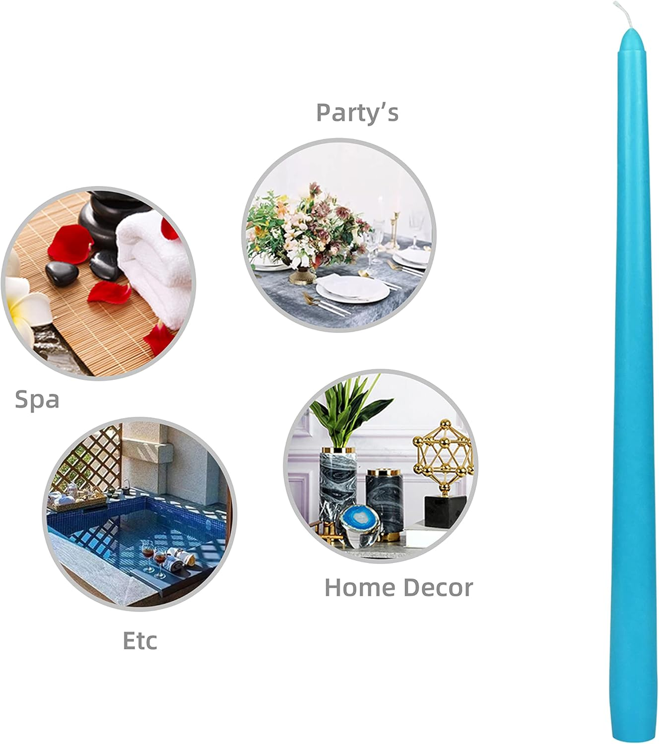 Zest Candle 12-Piece Taper Candles, 12-Inch, Turquoise