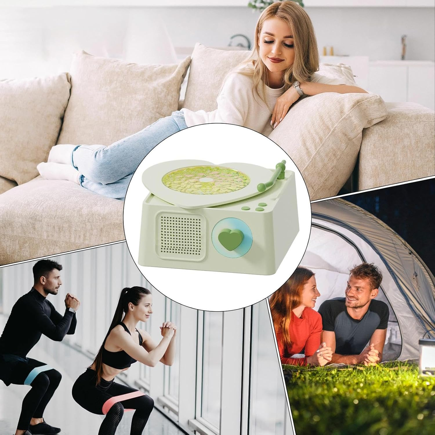 Wireless Speaker Machine,Wireless Music Speaker Audio Machine | Surround Sound Record Player Shape Equipment for Camping Bb Teens Adults Students Music Lovers - Yellow image number 7