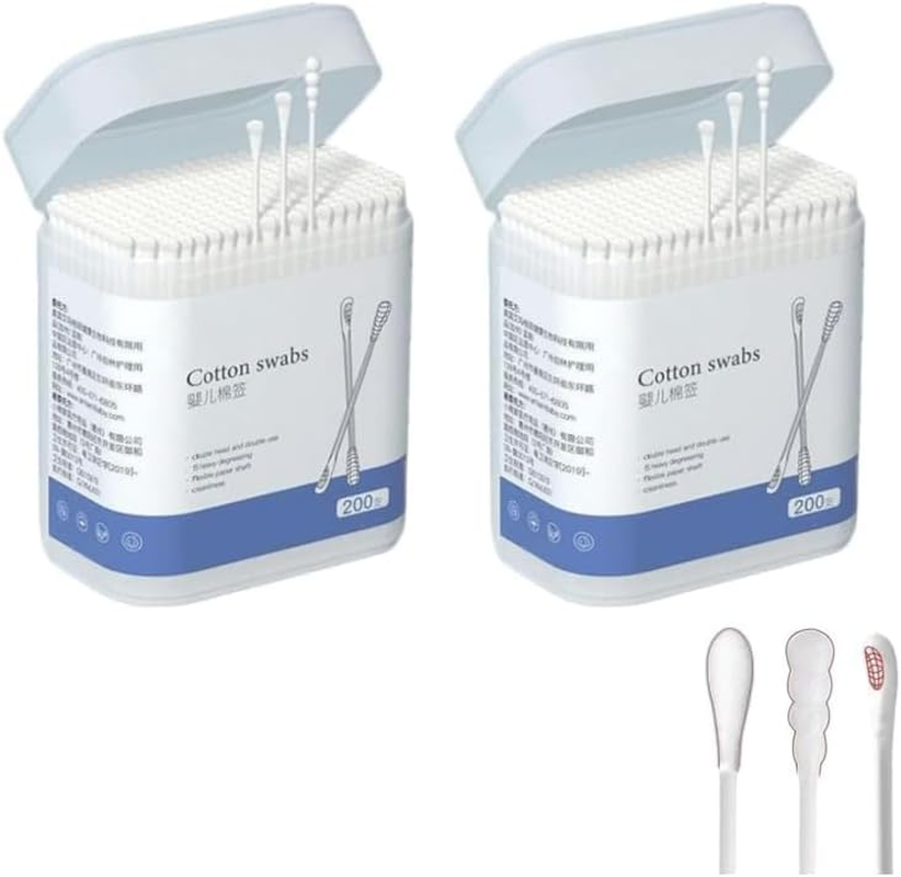 Baby Cotton Buds, 400Pcs Premium Cotton Tips, Dual Head Cotton Swabs, 200Pcs Ear Spoons and 200Pcs Water Drop Tips Baby Buds, Kids Safety Swabs, Ideal for Ear Cleaning, Makeup, Beauty Care image number 4