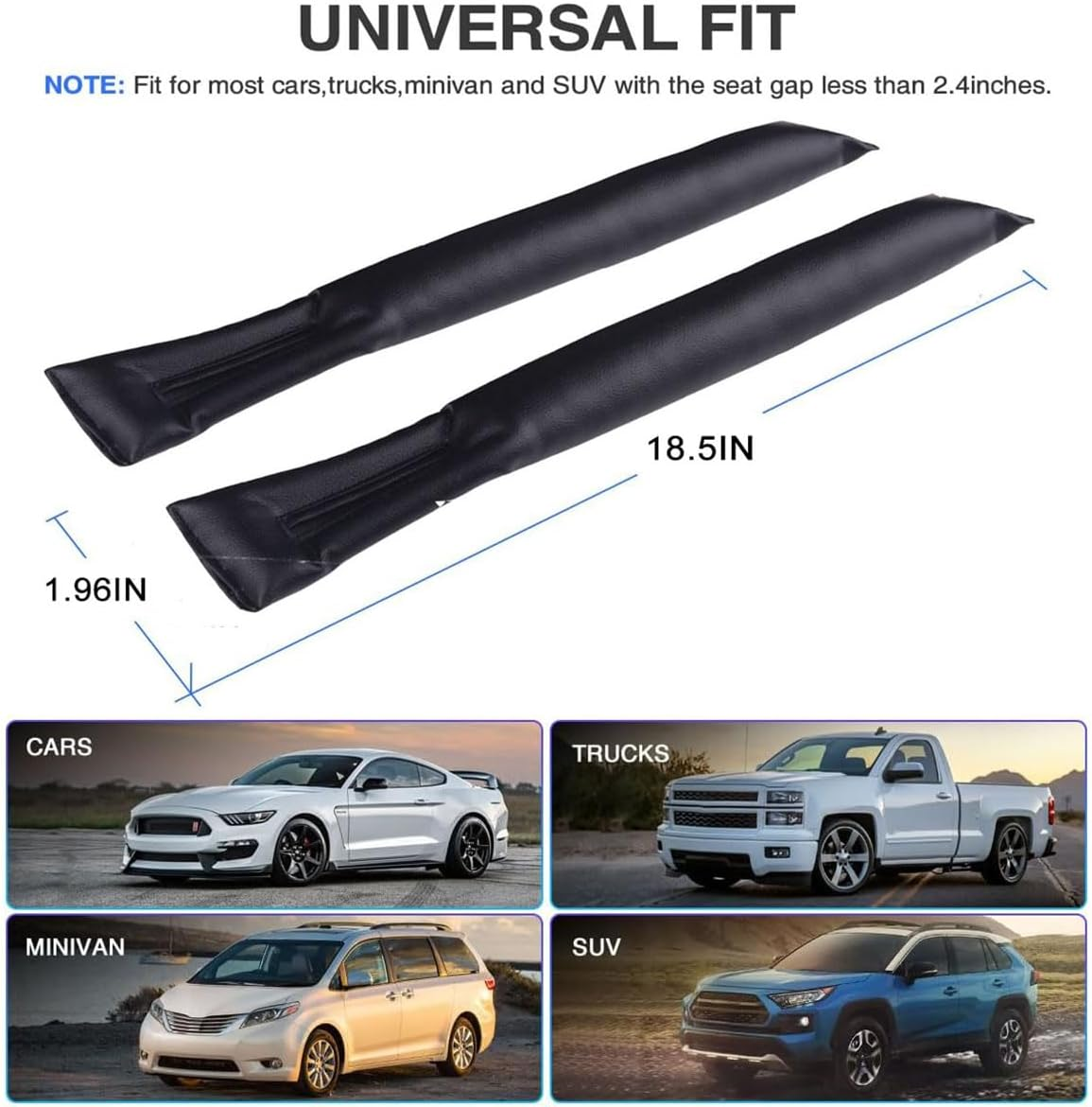 Car Seat Gap Filler, Two Piece Leather General Motors Gap Plug,Flexible Gap Filler between Car Seat and Console,Used to Prevent Things from Falling Off(Black) image number 5