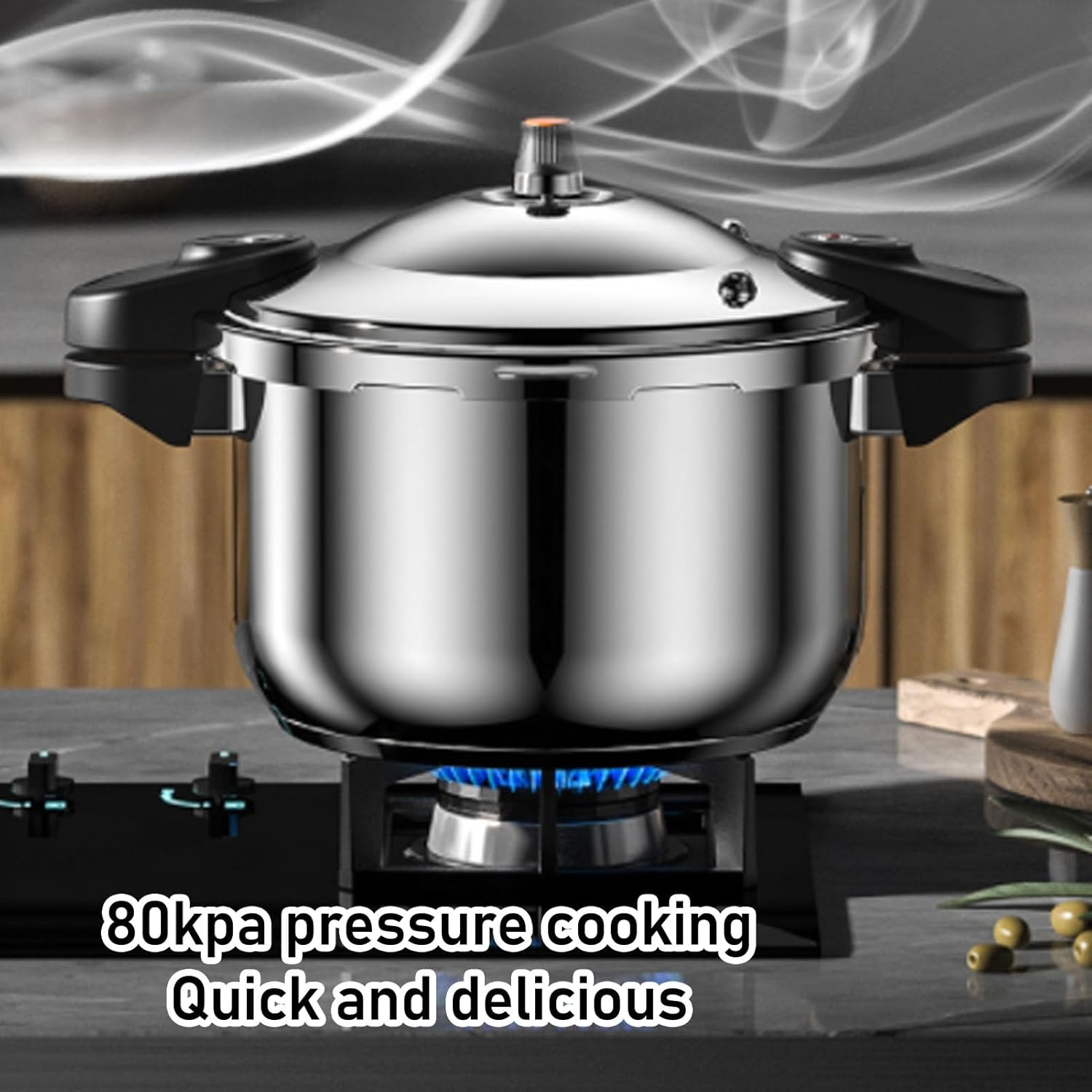 Stainless Steel Pressure Cooker, Household Pressure Cooking Pot with Safety Valve, Multi Functional Cookware with Pressure Limit Device, Compatible with All Types of Stoves (10L) image number 1