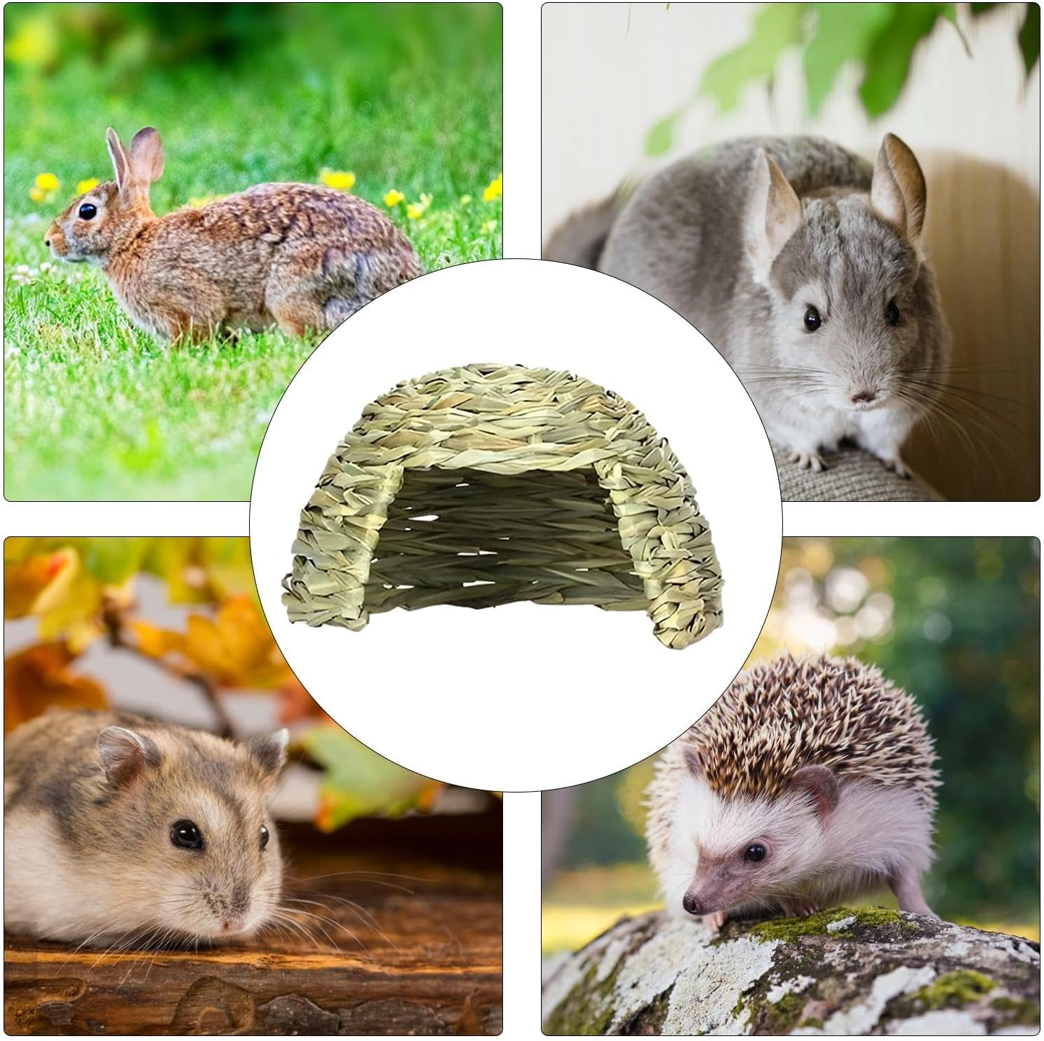 Grass House - Folding Bed Guinea Pig Hideaway, Sleeping Grass Nest Hideaway, Pet Straw House, Cozy Small Animal Hideaway, Portable Guinea Pig Shelter | Small Animal Play Hideaway, Hay Bed For - S image number 7