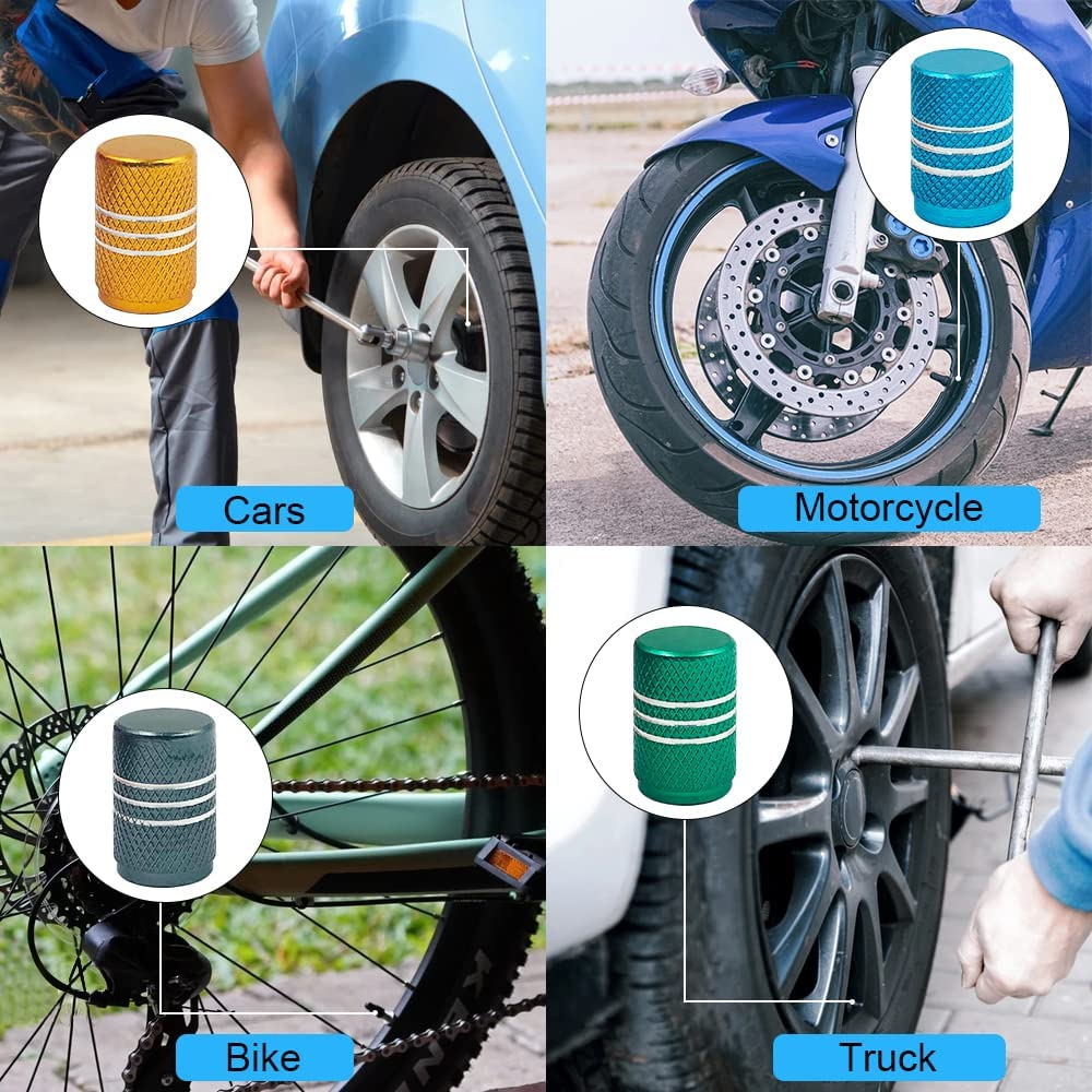 36 PCS Tire Valve Stem Caps, Finegood Aluminium Tire Valve Cap Universal Valve Stem Covers Tire Caps for Cars, Bikes, Trucks, SUVS, Motorcycles image number 3