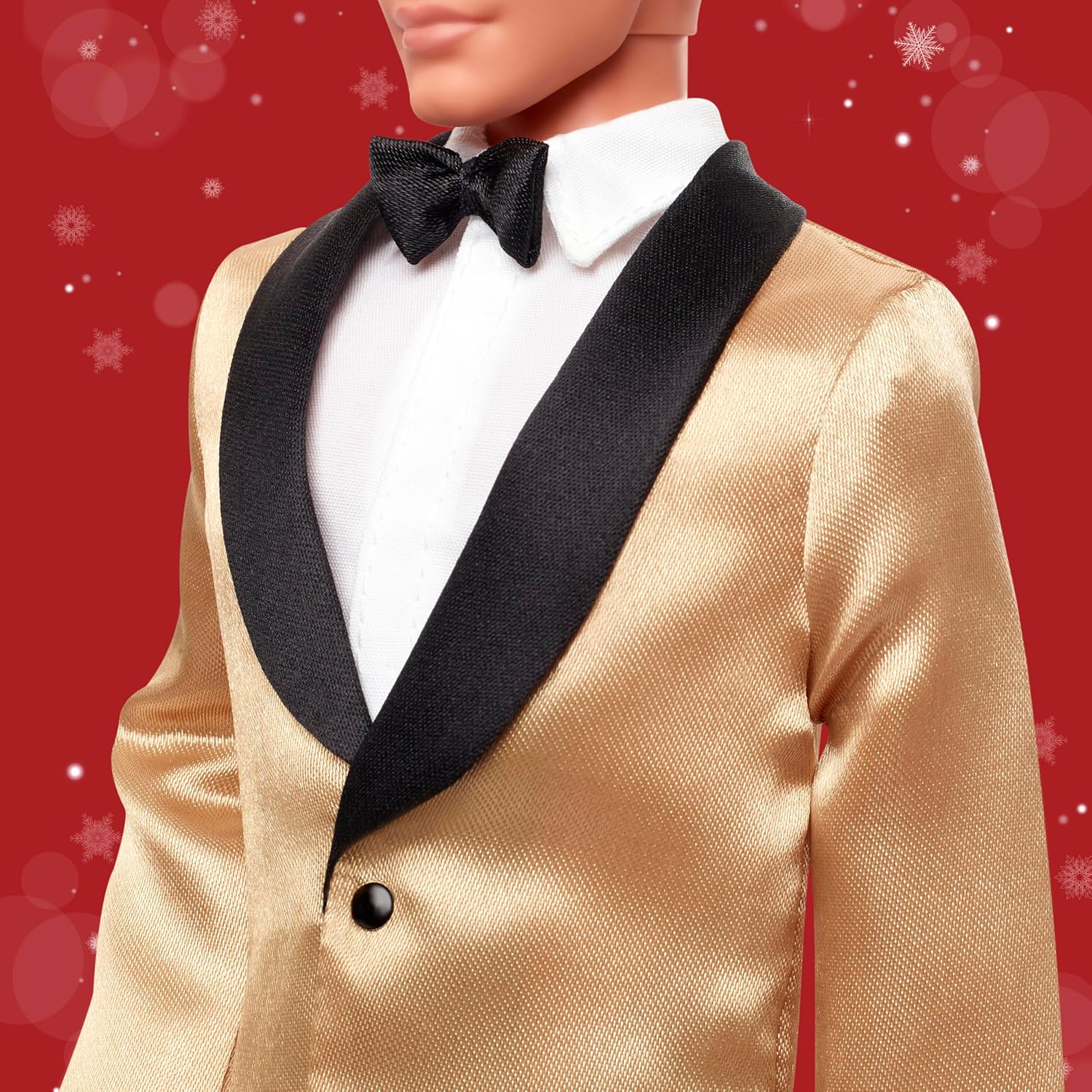 Barbie Signature 2025 Holiday Light Brown Hair Ken Collectible Fashion Doll Wearing Full Suit with Golden Jacket in Displayable Packaging & Doll Stand image number 4