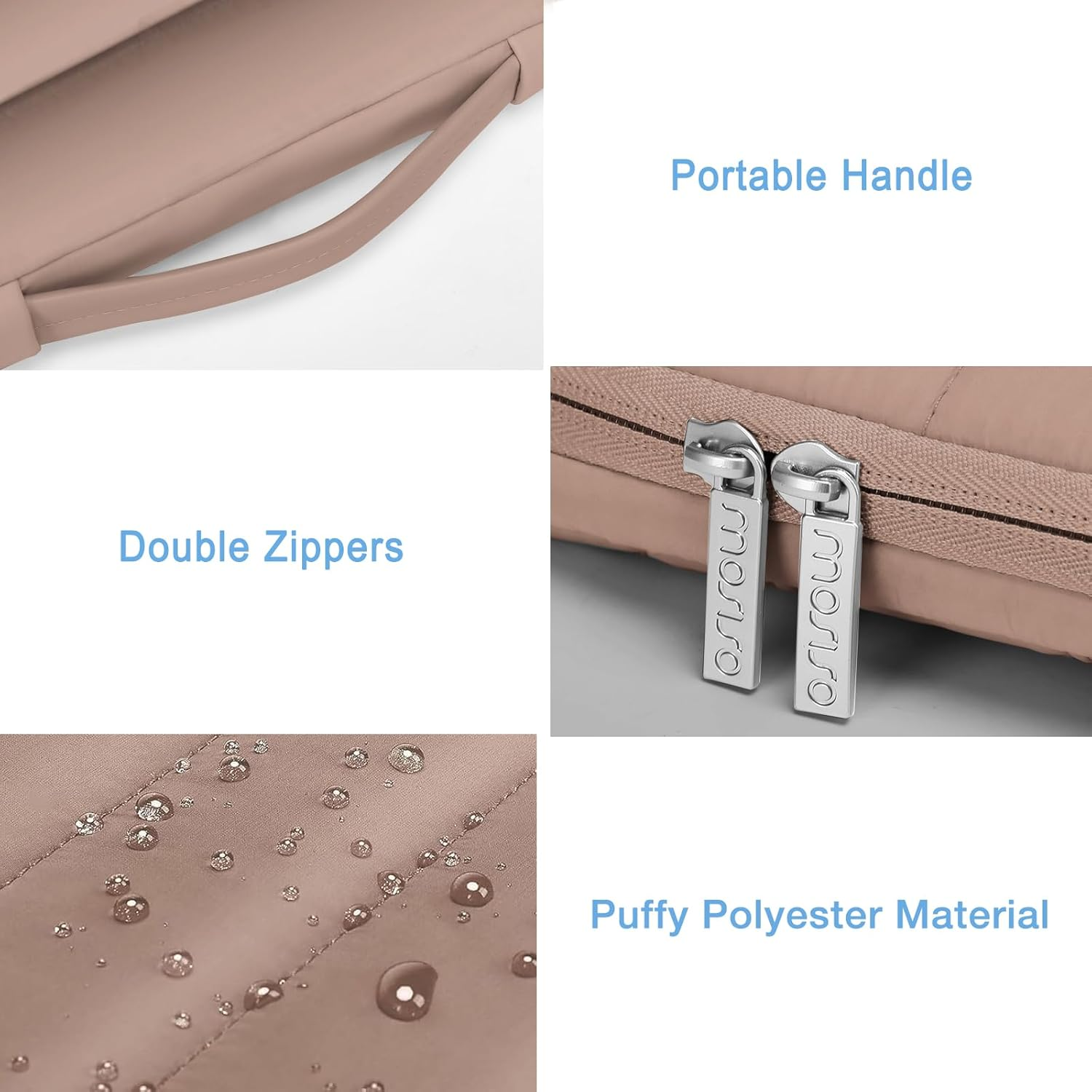 MOSISO 360 Protective 15-15.6 Inch Laptop Case, 16 Inch Puffy Laptop Sleeve Compatible with Macbook Pro 16, HP, Dell, ASUS, Acer, Lenovo Notebook Computer,Polyester Horizontal Side Open Bag, Brown image number 3