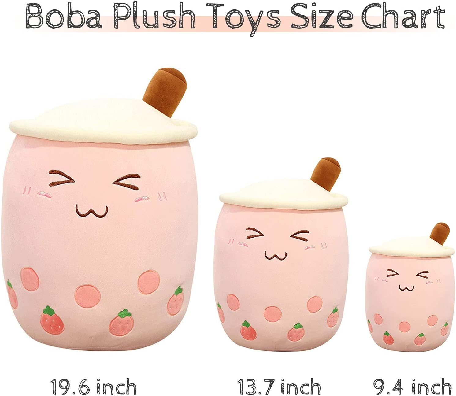 VHYHCY Cute Stuffed Boba Plush Bubble Tea Plushie Pillow Milk Tea Cup Pillow Food Plush, Soft Kawaii Hugging Plush Toys Gifts for Kids(Pink, 19.6 Inch) image number 2