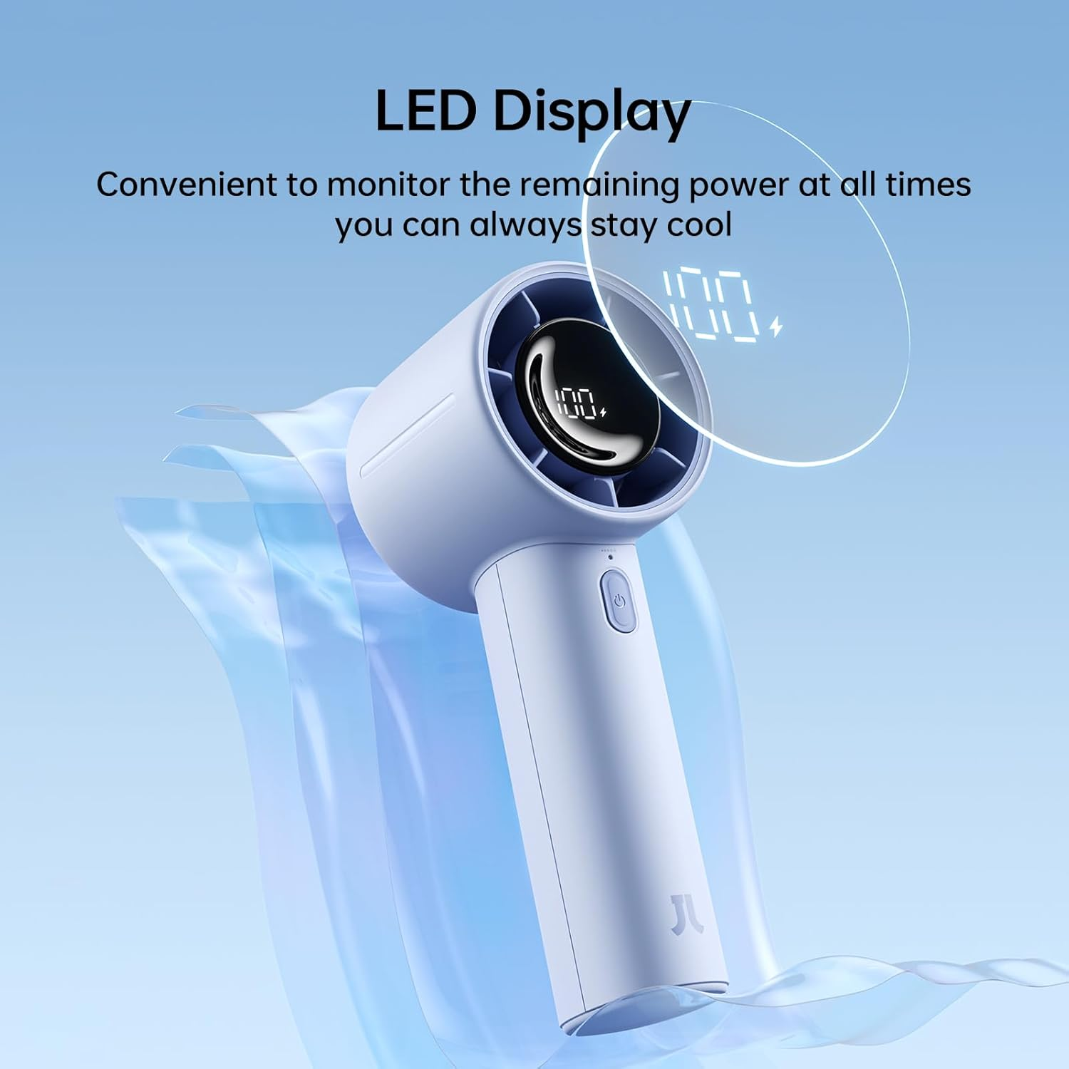 JISULIFE Handheld Turbo Fan, 5000Mah Rechargeable Portable Fans,Up to 28 Hours Cooling,5 Speed Strong Wind,Personal Mini Fan for Travel Outdoor Camping Beach Makeup (Blue)