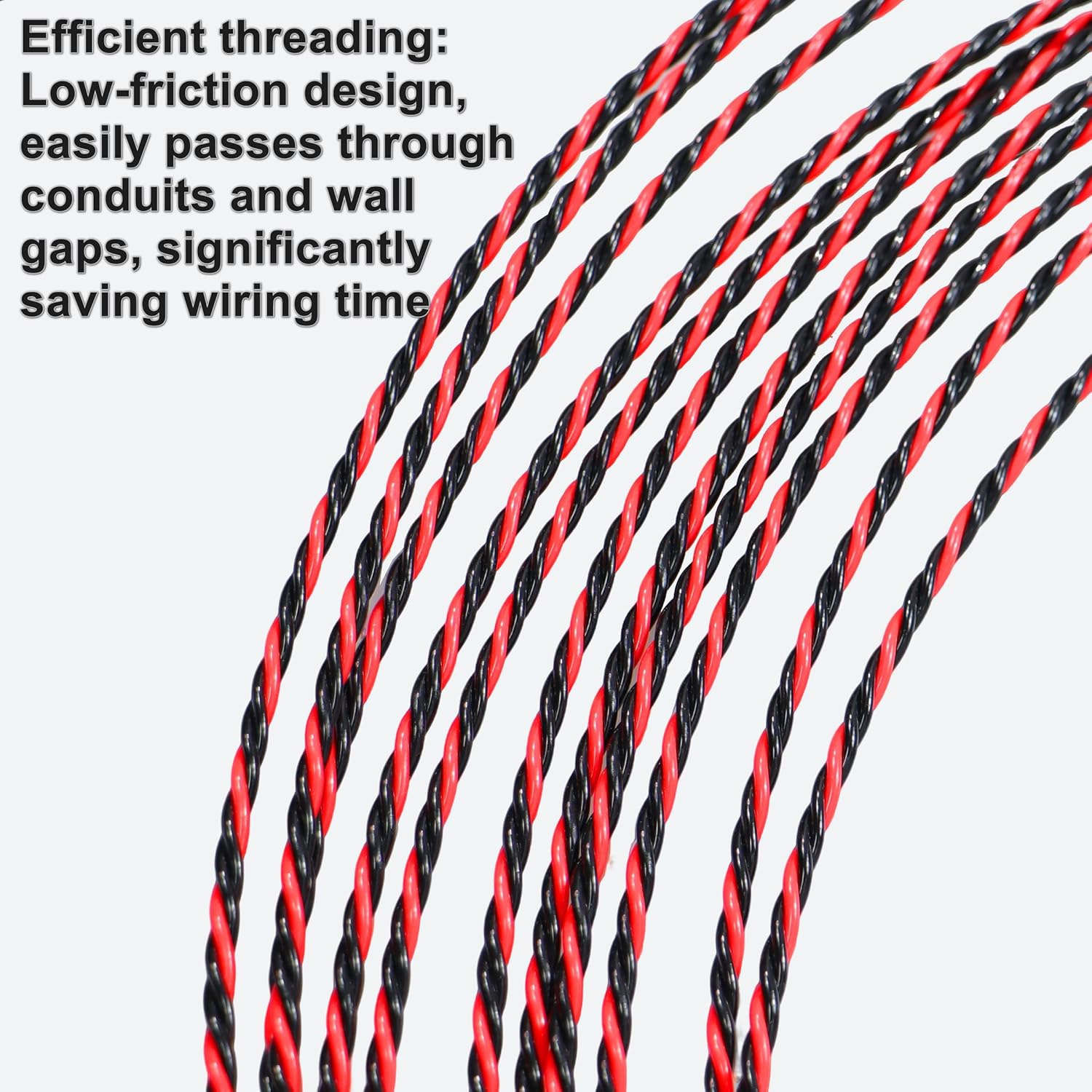 20M/65Ft Fish Tape Wire Guider Wire Threader Cable Puller for Electrical Wiring (20M Red+Black Diameter 5.5Mm) image number 2