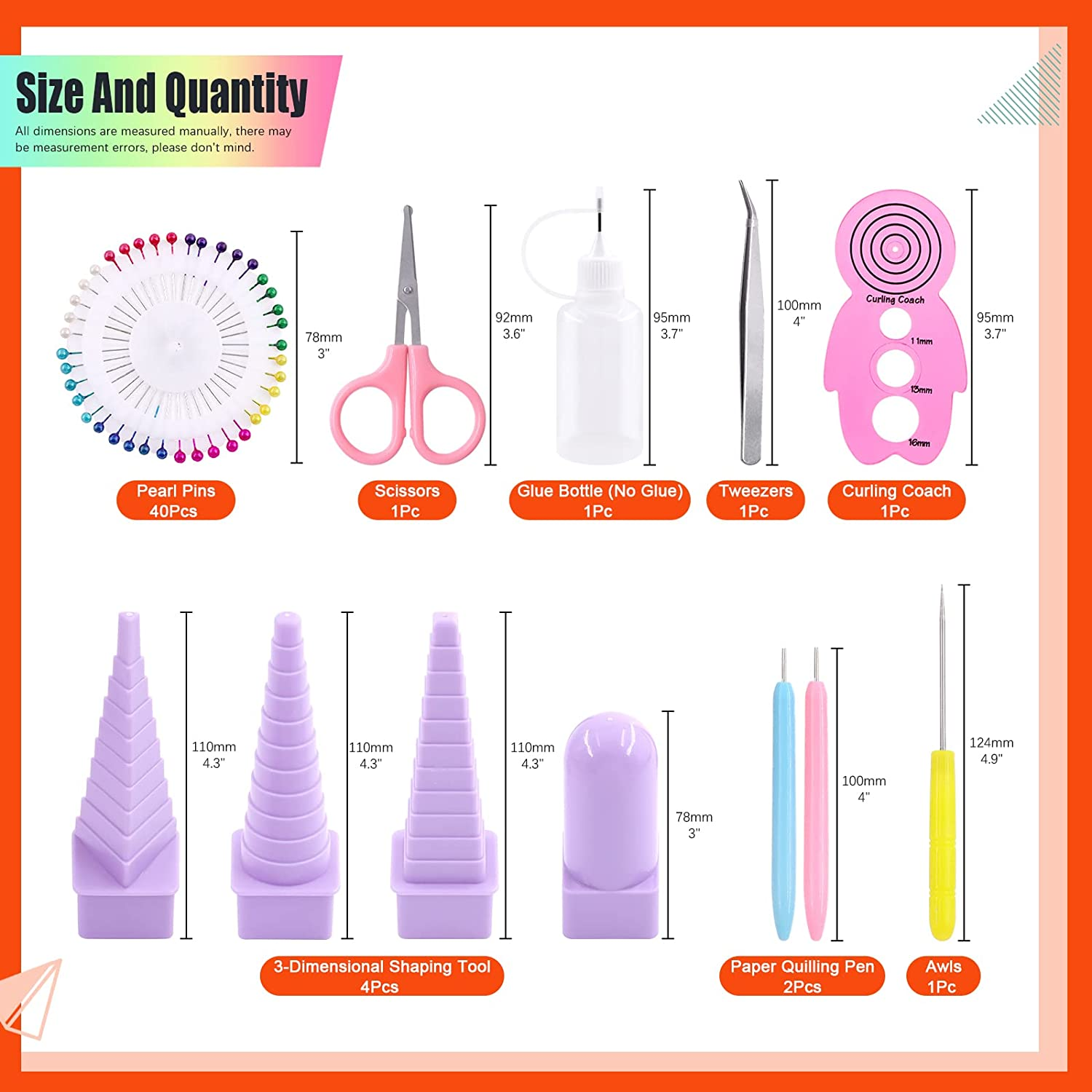 Tanstic 22Pcs Paper Quilling Kits, 45 Colors 900 Strips Paper Quilling Tools and Supplies for Beginners Perfect DIY Handcraft Quilling Set image number 6