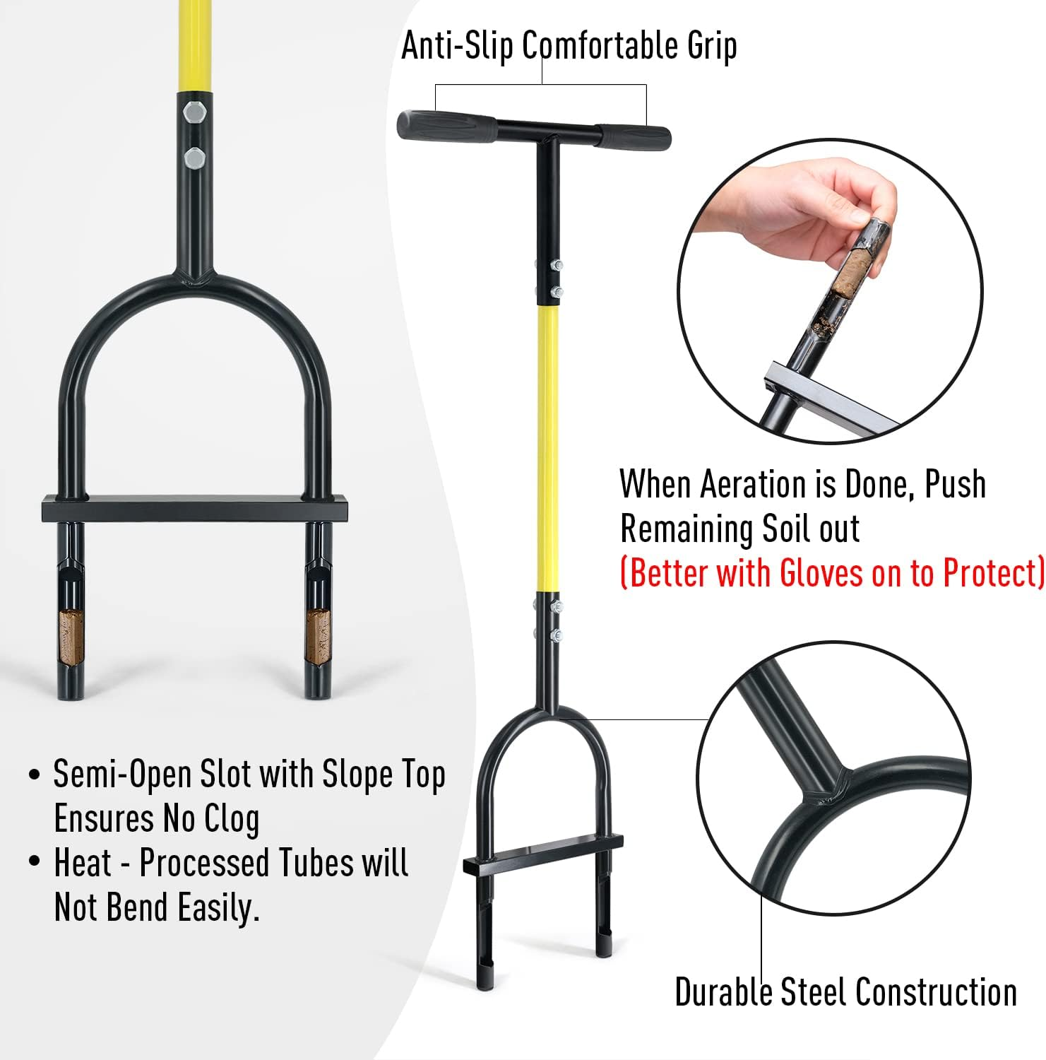 Jardineer Manual Core Aerator Lawn Tool, 38 Inch Lawn Coring Aerator, Sturdy Core Aerator with Steel Construction, Grass Plugger Tool for Loosening Soil & Yard Lawn Care image number 3