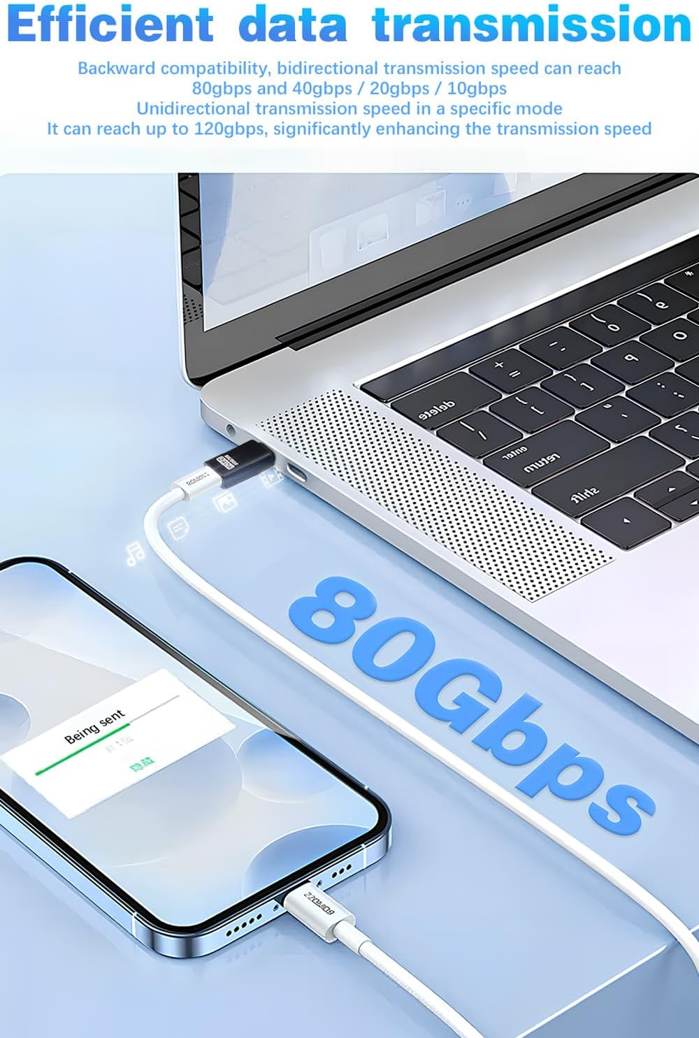 Duttek 80G 240W USB C Male to Female Adapter, USB C Extender Adapter Connector Compatible with Thunderbolt 5 Cable for Steam Deck, ROG Ally, Switch, Notebook, PC, Tablet, Phone 2 Pack image number 3