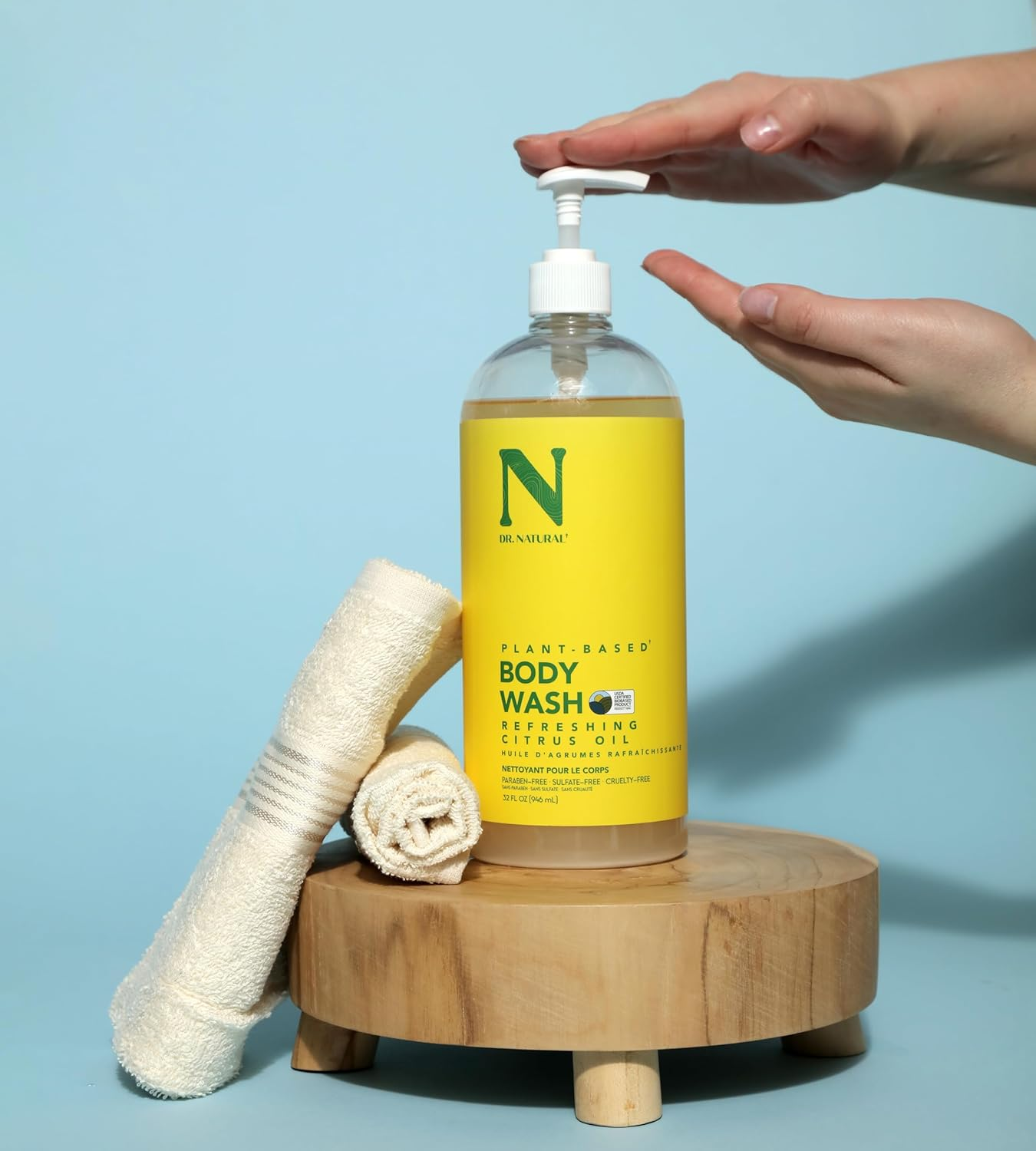 Dr. Natural Refreshing Citrus Oil Body Wash - Dry Skin Moisturizing Natural Body Wash with Shea Butter and Coconut Oil - for Family and Pets - 946 Ml image number 1