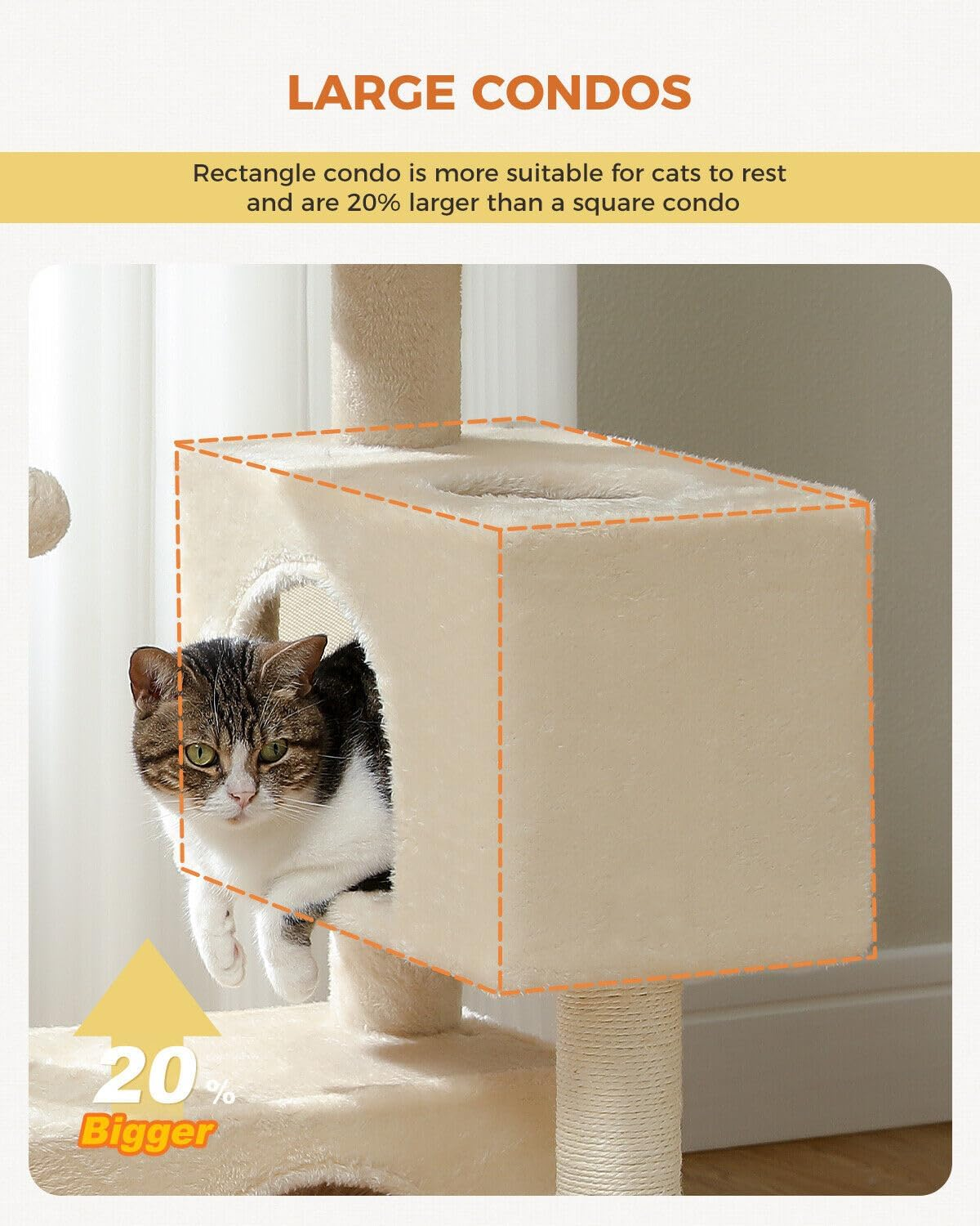 PAWZ Road Small Cat Tree 80Cm Cat Tower for Indoor Cats with 2 Condos Fit Cats up to 6Kg, Cat Scratching Posts with 2 Cat Toy Balls, Beige - Beige image number 5