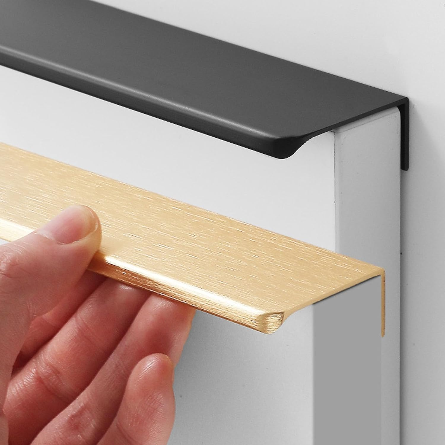 Pack of 10 Hidden Door Handles, Cabinet Handles, Furniture Handles, Modern Kitchen Handles, Aluminium for Wardrobe, Door, Drawers, Gold, Total Length 120 Mm image number 6