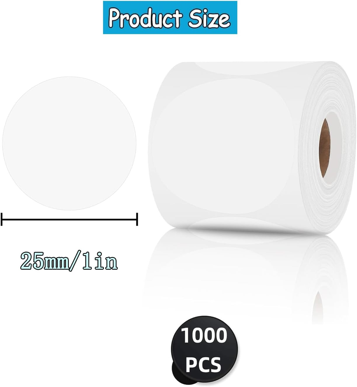 Yharnamite 1000 Pcs round Thermal Labels, 1 Inch Self-Adhesive Thermal Stickers Labels, Thermal Printer Labels, for Name Tag, Address, Logo Design, Shipping, DIY Design (White) - Green image number 5