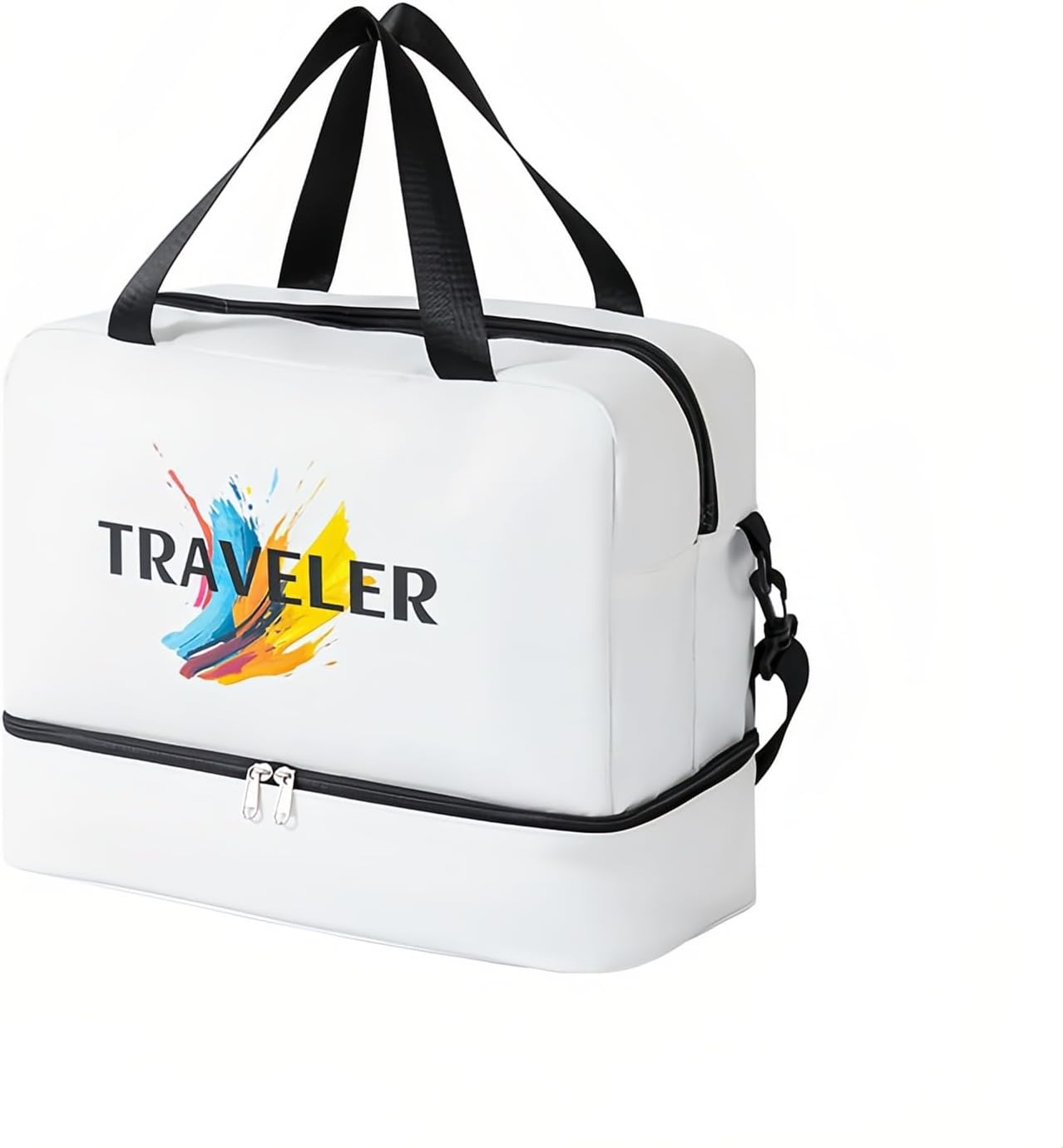 Taoluwin Travel Duffle Bag, Large Capacity Weekender Bag, Dry and Wet Separation Overnight Travel Bags, Water-Resistant Carry on Bags for Travel, Gym, and Swimming (White)