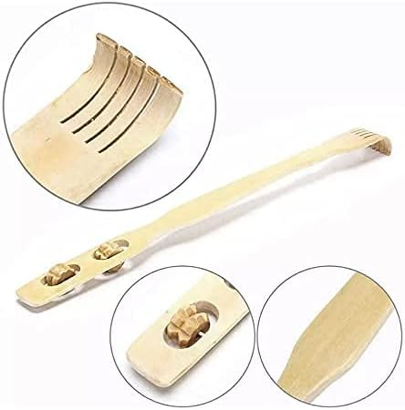 2 Pieces Bamboo Wooden Back Scratcher Massage Rolls Long Reach Itchy Relief image number 2