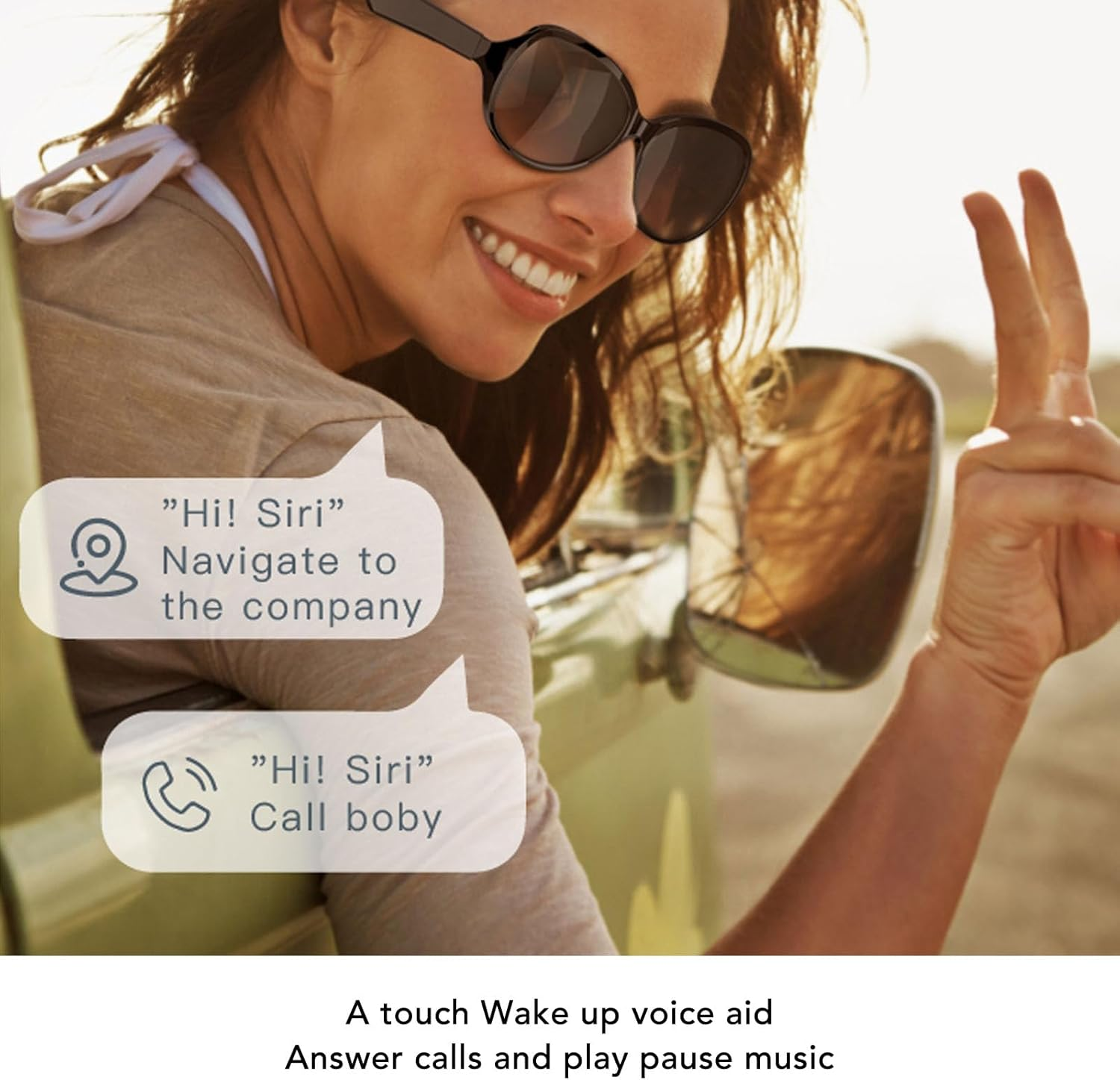 AI Smart Bluetooth Sunglasses with Dual Speakers & Mic, Wireless Audio Glasses with Sun-Protective 400 Lenses for Men and Women, Touch Control Music Eyewear for Outdoor Use image number 6