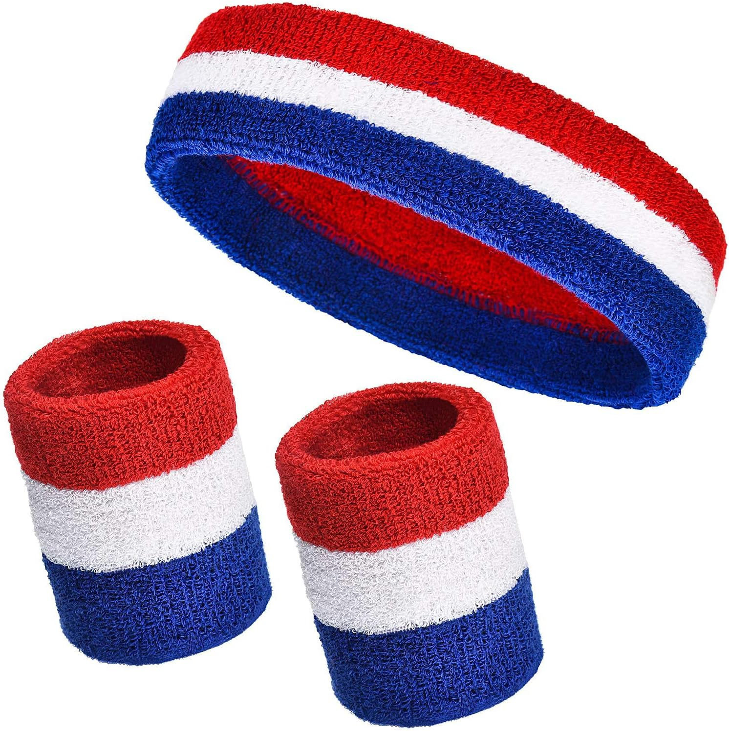 Trrtdo 3PCS Unisex Sports Sweatband Set- Athletic Head Sweatband Wristbands for Men Women Ideal for Gym Workouts Basketball Tennis Soccer Baseball Running More image number 2