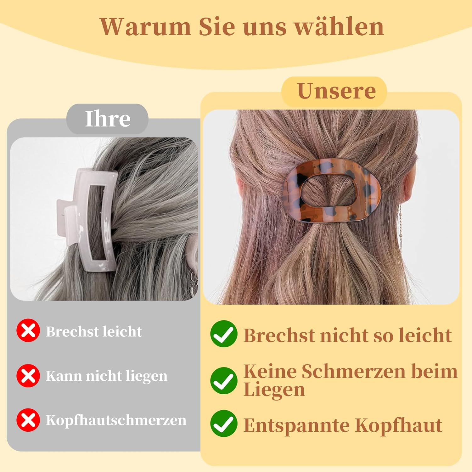 Flat Hair Clips, Women'S Flat Hair Clip, Large, Pack of 5 Hair Clips, Flat, Lightweight & Comfortable, Non-Slip, Elegant French Hair Clip for Everyday, Sports, Driving