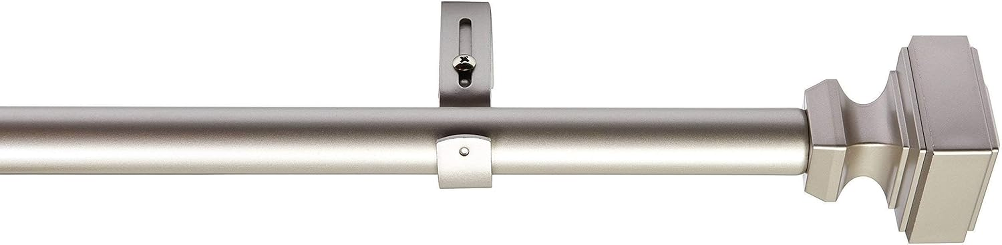 Amazon Basics 1" Wall Curtain Rod with Square Finials, 36" to 72", Nickel image number 3