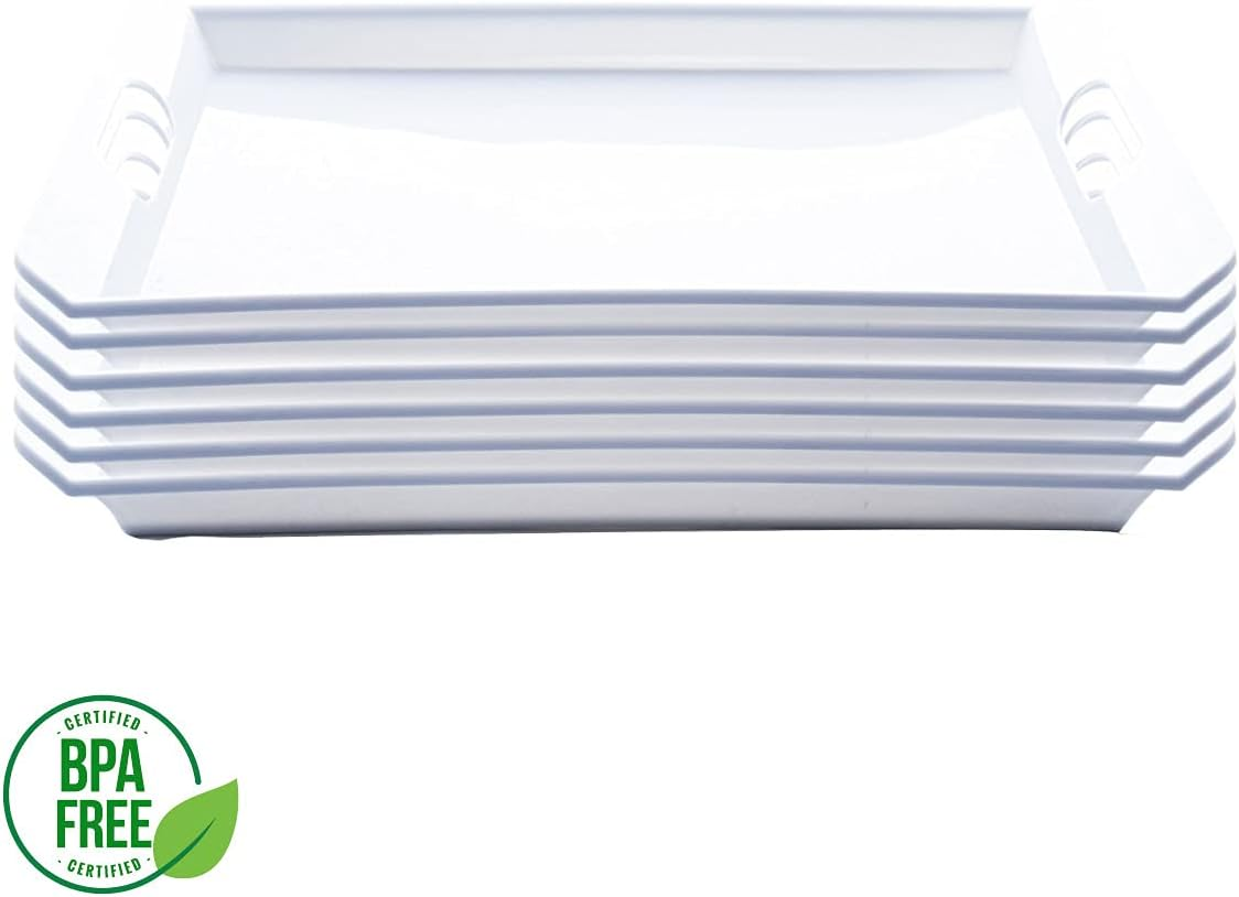 [4PCE] Home Master White Melamine Serving Trays, Durable and Elegant Serving Solution, Serve Your Food in Style