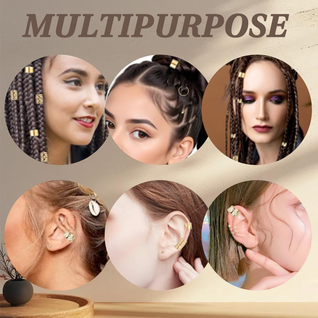 80 Pieces Gold Hair Accessories for Braids, Jewellery for Hair, Cuff Clips for Dreadlock Accessories, Hair Spiral Clips Hair Accessories for Dreadlocks for Men, Women, Girls and Boys Braids image number 5