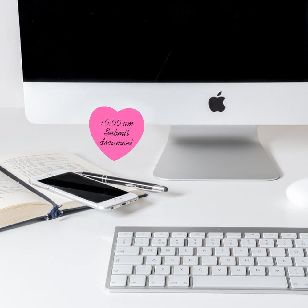 Sticky Notes, 560 Sheets 3 &times; 3 Inches Heart Bright Colors Self Sticky Notes Pad Colour Sticky Notes for Home Office Notebook(Big Red, Rose Red) image number 6