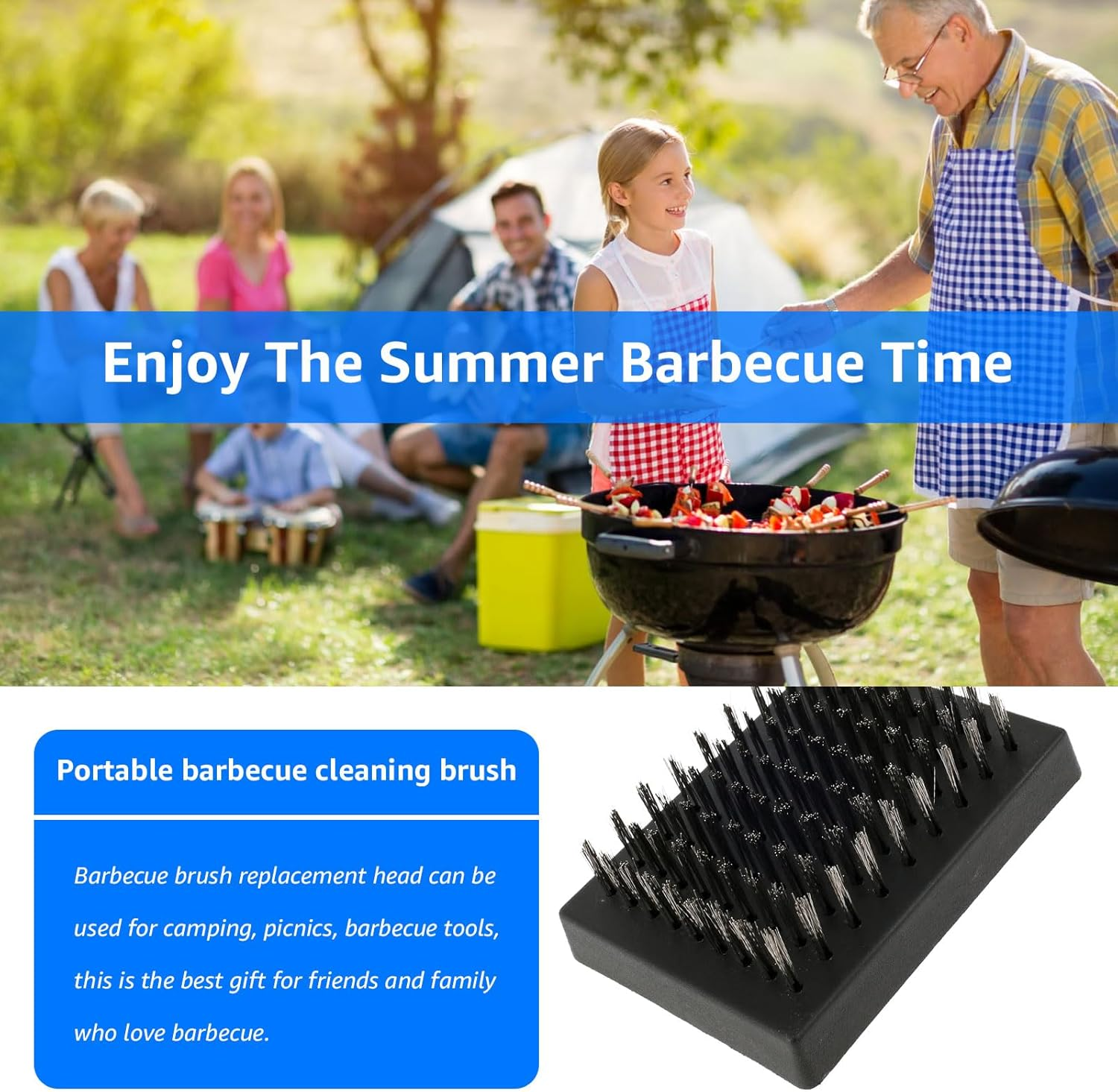 6Pcs Grill Brush Replacement Heads,Grill Cleaning Brush Replaceable Heads,Portable Grill Brush Head,Stainless Steel Wire Grill Cleaning Brush Head for Camping Picnic BBQ Tools image number 2