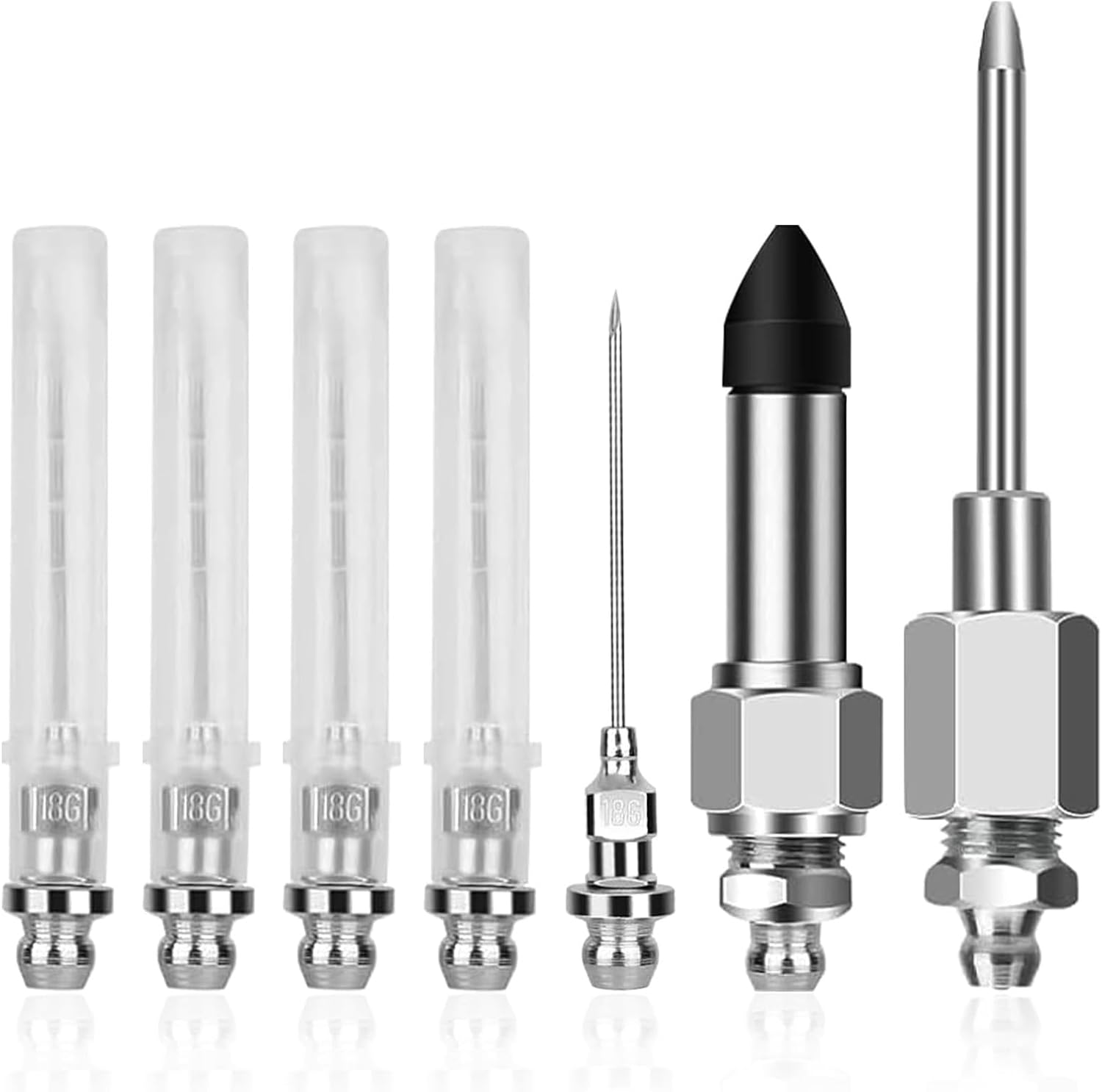 7Pcs Grease Gun Needle Tip, Bearing Grease Injector Needle Nozzle, Stainless Steel Needle Grease Dispenser Needle Nozzle for Small and Narrow Tight Spaces image number 2