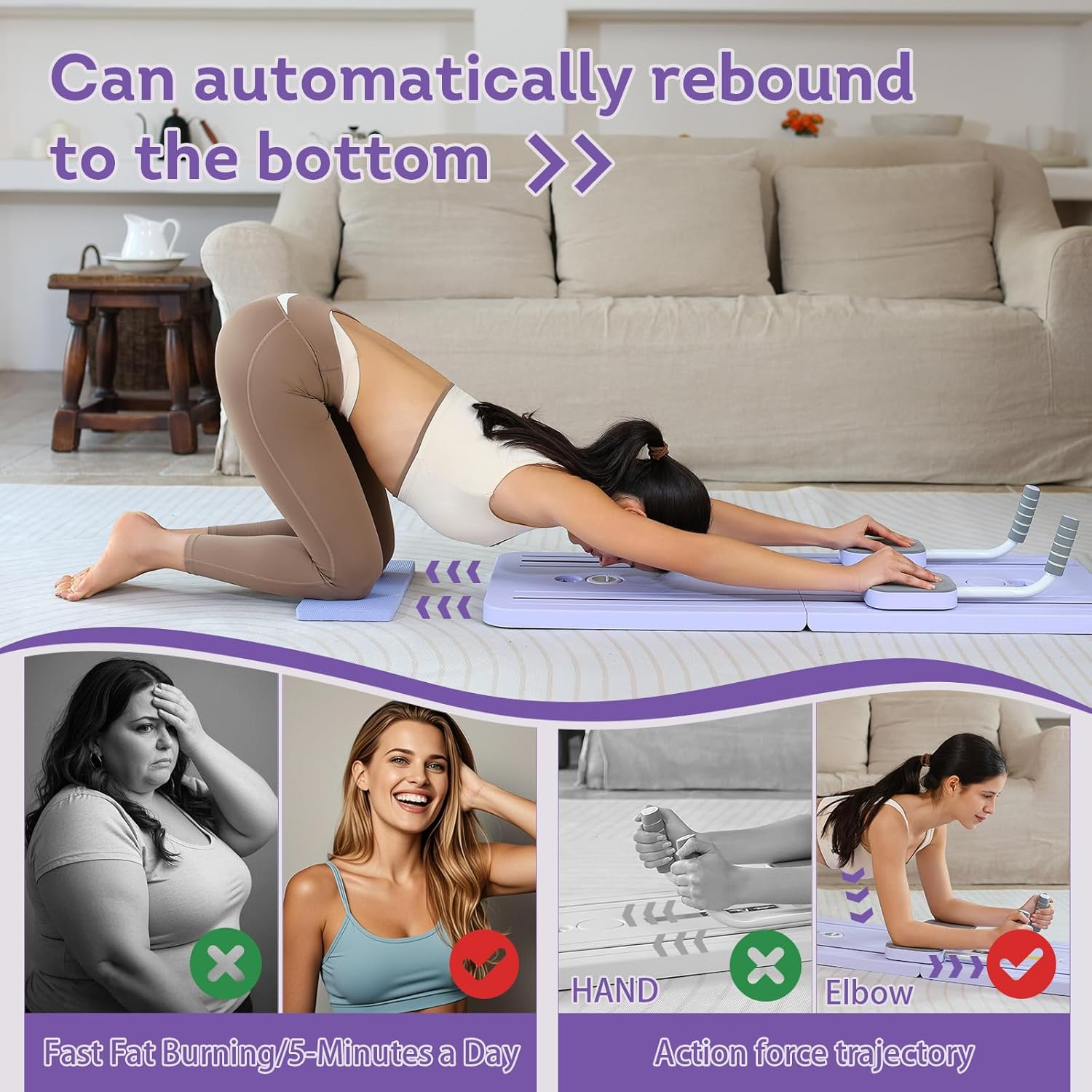 GDSHGS Upgraded Pilates Reformer Machine for Home Multifunctional Abdominal Board Automatic Rebound Ab Roller Wheel Training Board Full Body Workout Equipment image number 4