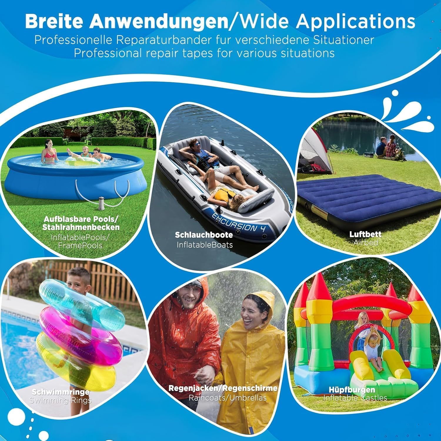 Ecooe TPU Repair Tape, Clear Tape, 8Cm X 5M, Waterproof Adhesive Tape for Pool, Air Mattress, Trampoline, Inflatable Boat, Air Bed, Bouncy Castle, Water Polo, Swimming Ring Patches, Color Transparent image number 1