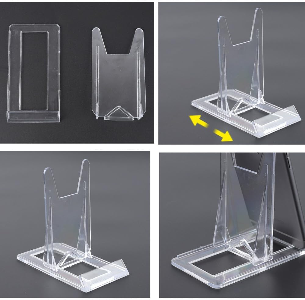 Naisfei 12 Pcs Clear Plastic Plate Stands, Acrylic Stands for Display Plastic Display Holders Picture Plate Holders Clear Mini Easels Stands for Display Pictures Photo and Artworks image number 2