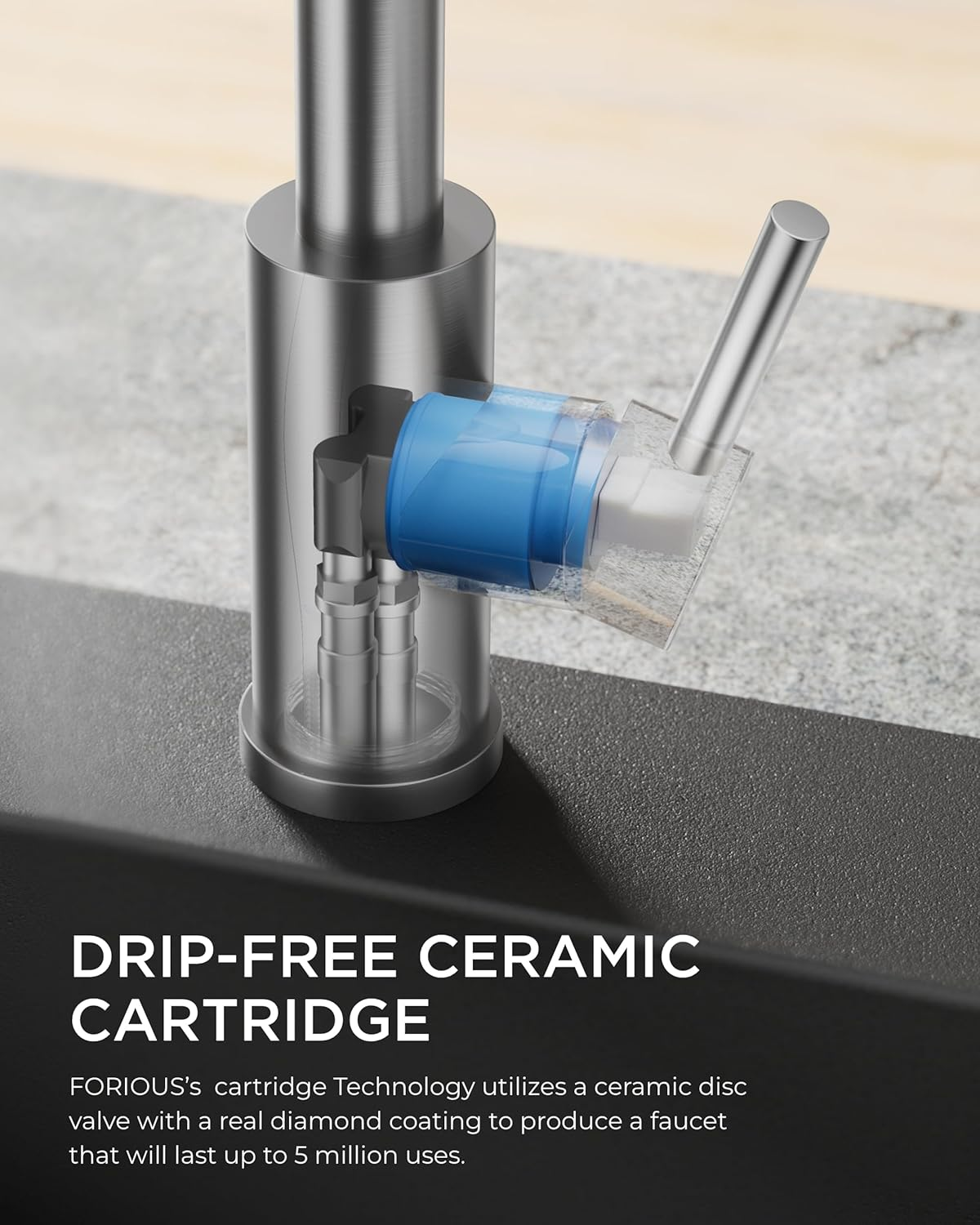 FORIOUS WELS Kitchen Tap with Pull down Sprayer, Stainless Steel Utility Single Handle Spring Sink, Kitchen Taps for Farmhouse Camper Laundry Rv Bar