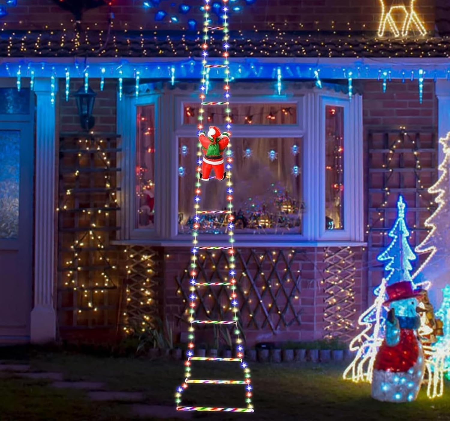 Christmas Decorations Outdoor，Led Christmas Lights 3M USB Solar Christmas Decor Ladder Lights with Santa Claus, Christmas Decorations Lights for Indoor Outdoor, Window, Garden, Wall (Colorful) image number 3