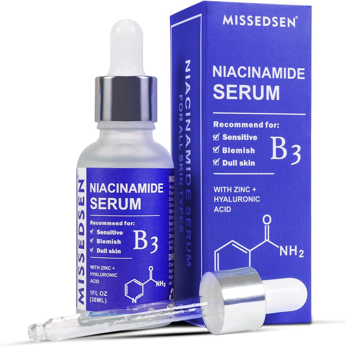 MISSEDSEN Niacinamide Serum with Zinc and Hyaluronic Acid, 30Ml, for Sensitive and Blemish-Prone Skin image number 6