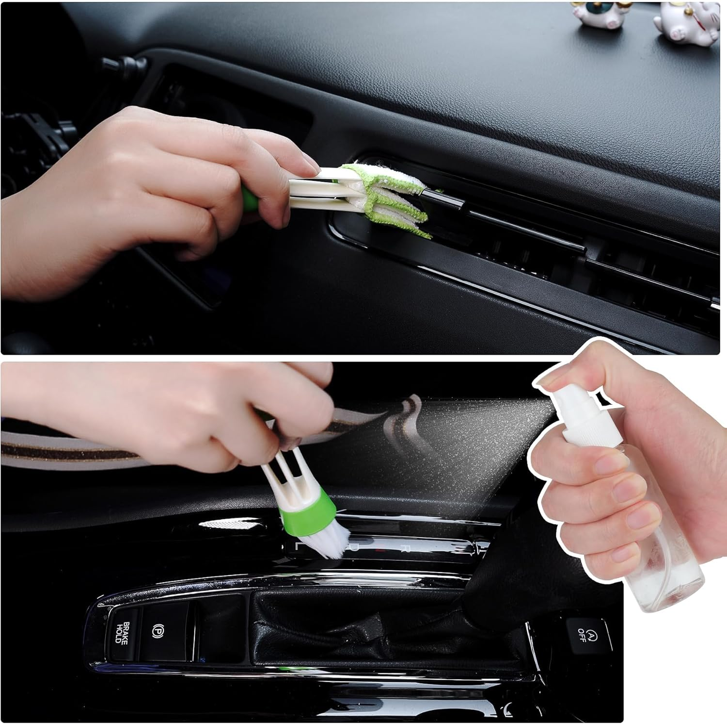 Car Window Cleaning Kit, 8 Pieces, Includes Windshield Cleaning Tool with Extendable Handle 5 Microfiber Bonnets 1 Car Ventilation Brush 1 Empty 50Ml Spray Bottle Glass Wiper Kit (Blue) - Blue image number 2