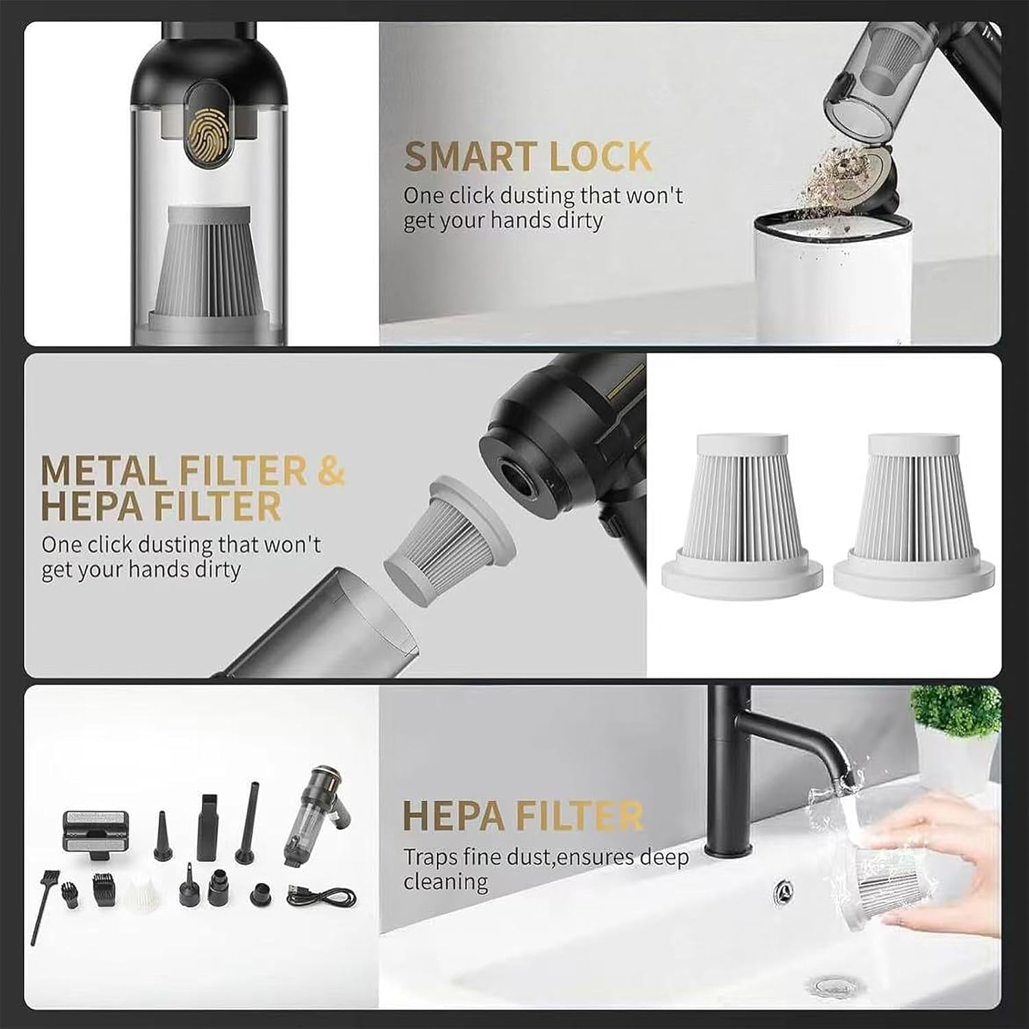 4-In-1 Cordless Handheld Vacuum with 22000PA Suction - Air Duster and Blower for Home & Car Cleaning image number 5