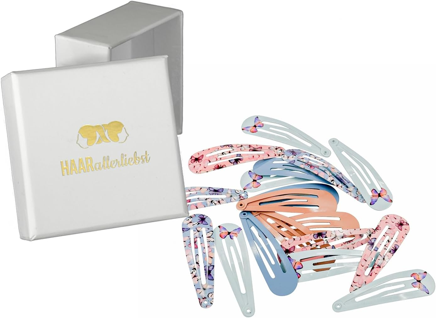 Haarallerliebst&reg; Pack of 18 Hair Clips Girls Women Colourful Hair Clips in 6 Colours (Leo Print, Pink, Red), 50 Mm Baby Children'S Hair Clip with Box Hair Clip Hair Accessories image number 1