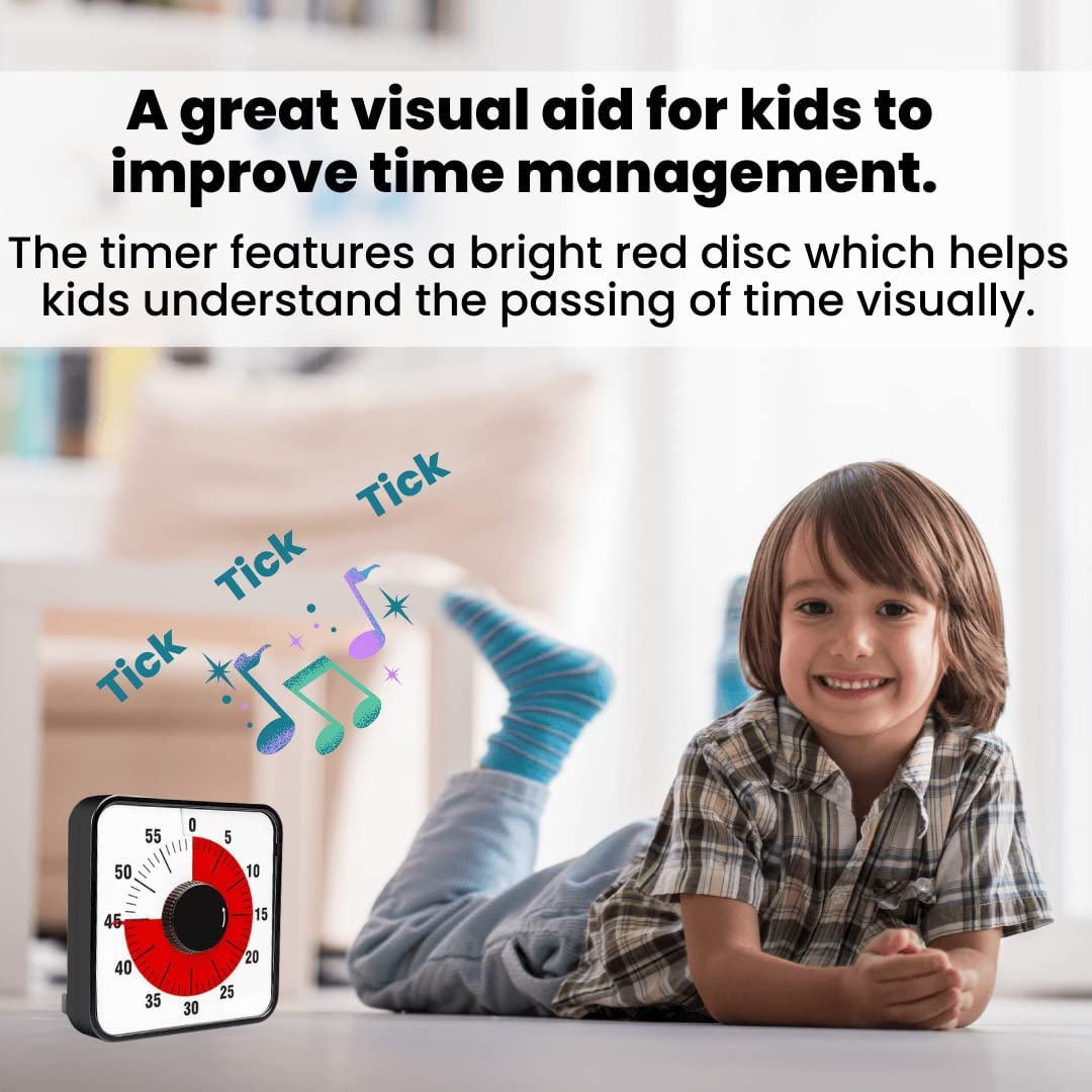 60-Minute Visual Countdown Timer for Kids and Adults, Classroom Time Management Clock (Large, Black) image number 3