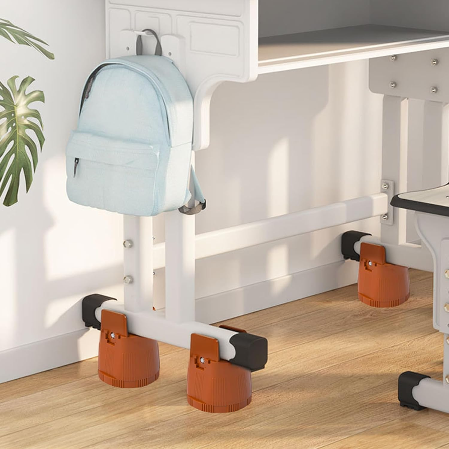 Adjustable Furniture Risers, 4PCS 6-8Cm anti Slip Stable Heavy Duty Table Leg Risers, Space Saving Good Load Bearing Bed Risers for Home (Brown) image number 6