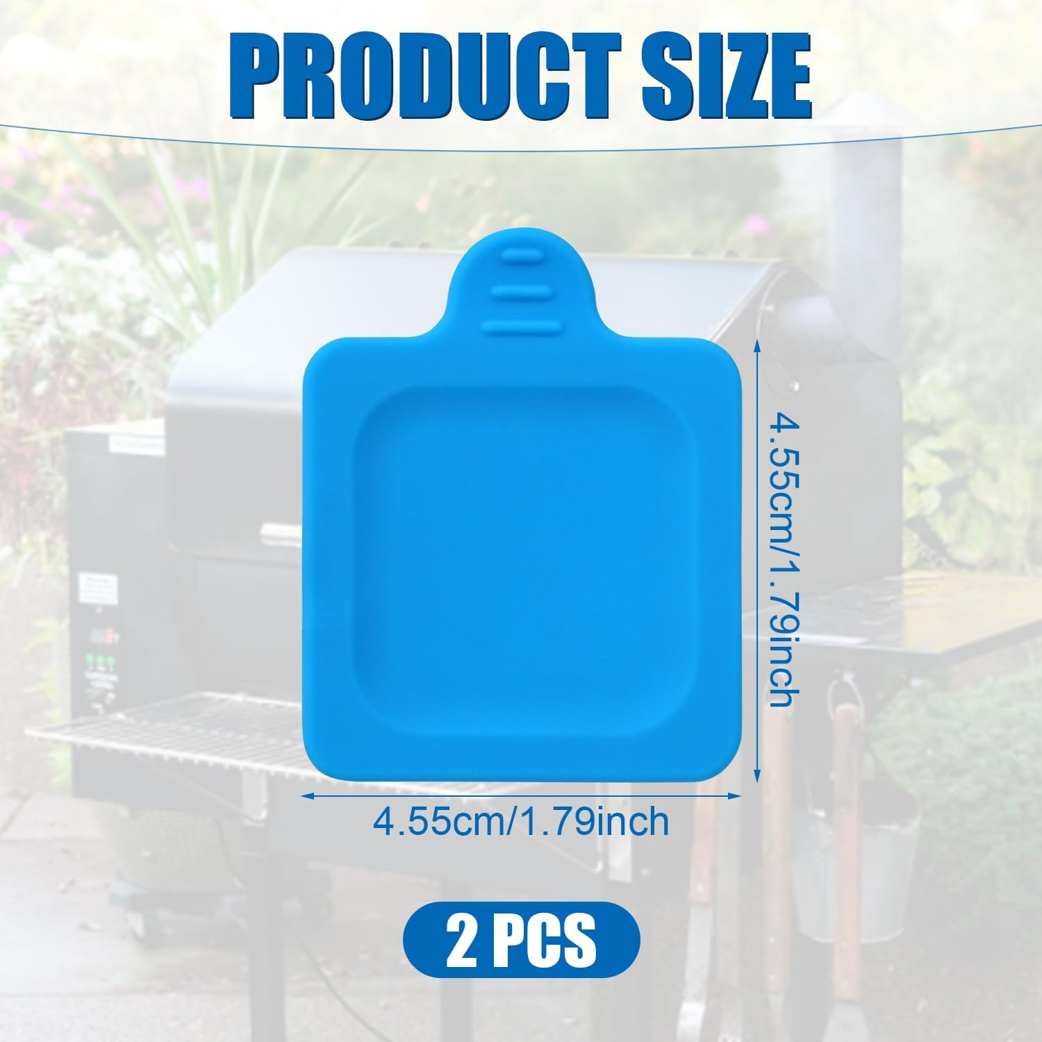 2Pcs Silicone Grease Chute Cover for Traeger Grill, 1.8X1.8 Inches Grease Chute Sealing Cover Accessories for Traeger Ironwood 885, Pro Series 34, Pro 780 Grills with Grease Chute (Blue) image number 1