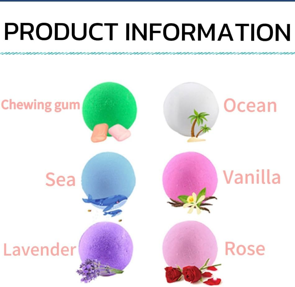 Bath Bombs Gift Set, 6 Handmade Bath Bombs with Essential Oils, Rich Fizz, Bubbles, Handmade Bath Bombs for Skin Moisturize